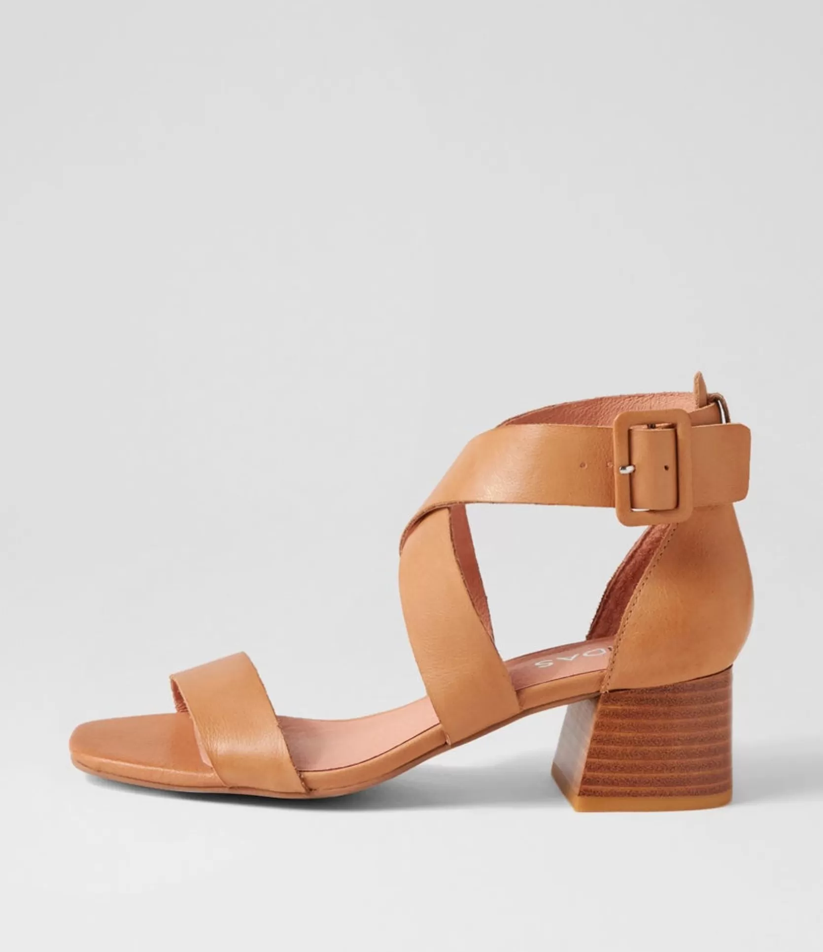 Sale Farlane Dark Tan Leather Sandals Women Heels