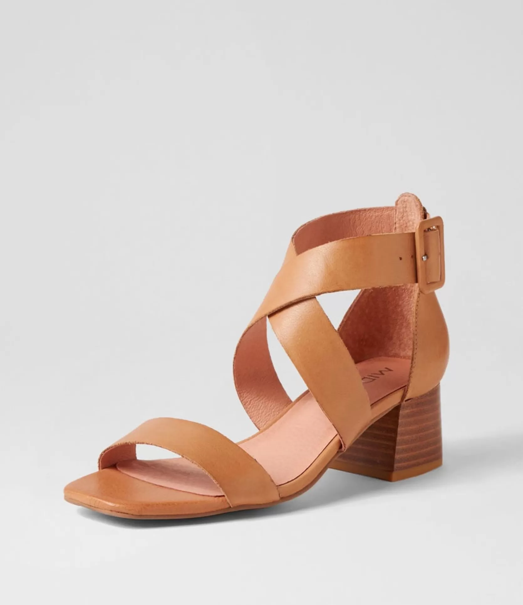 Sale Farlane Dark Tan Leather Sandals Women Heels