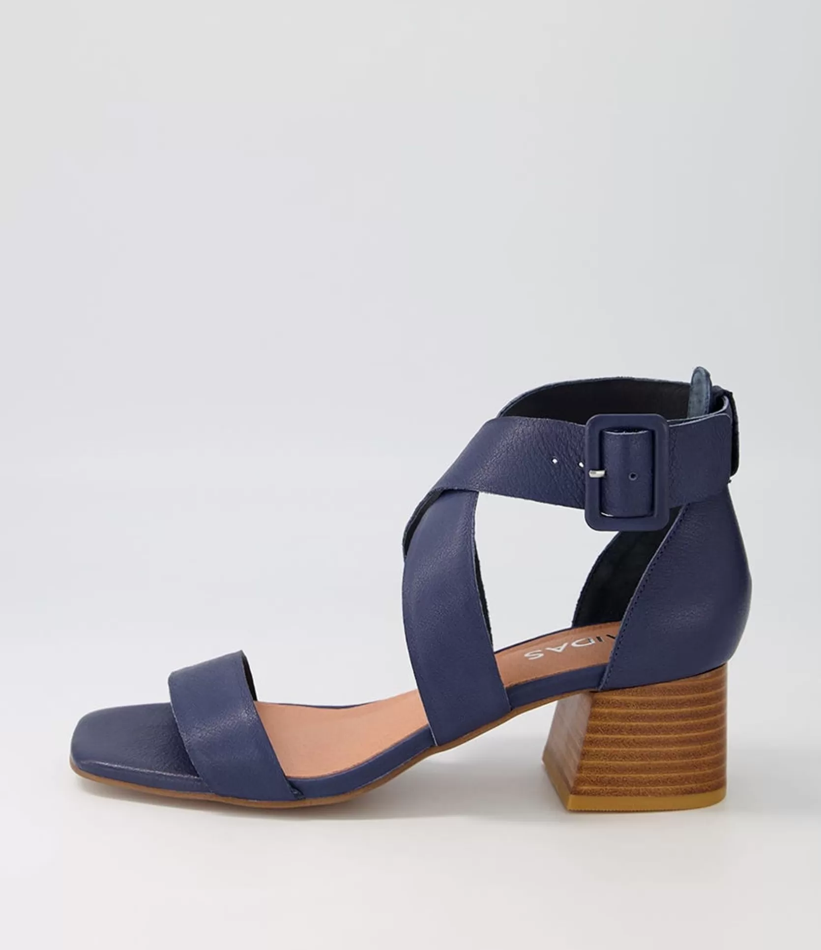 Cheap Farlane Navy Leather Sandals Women Heels