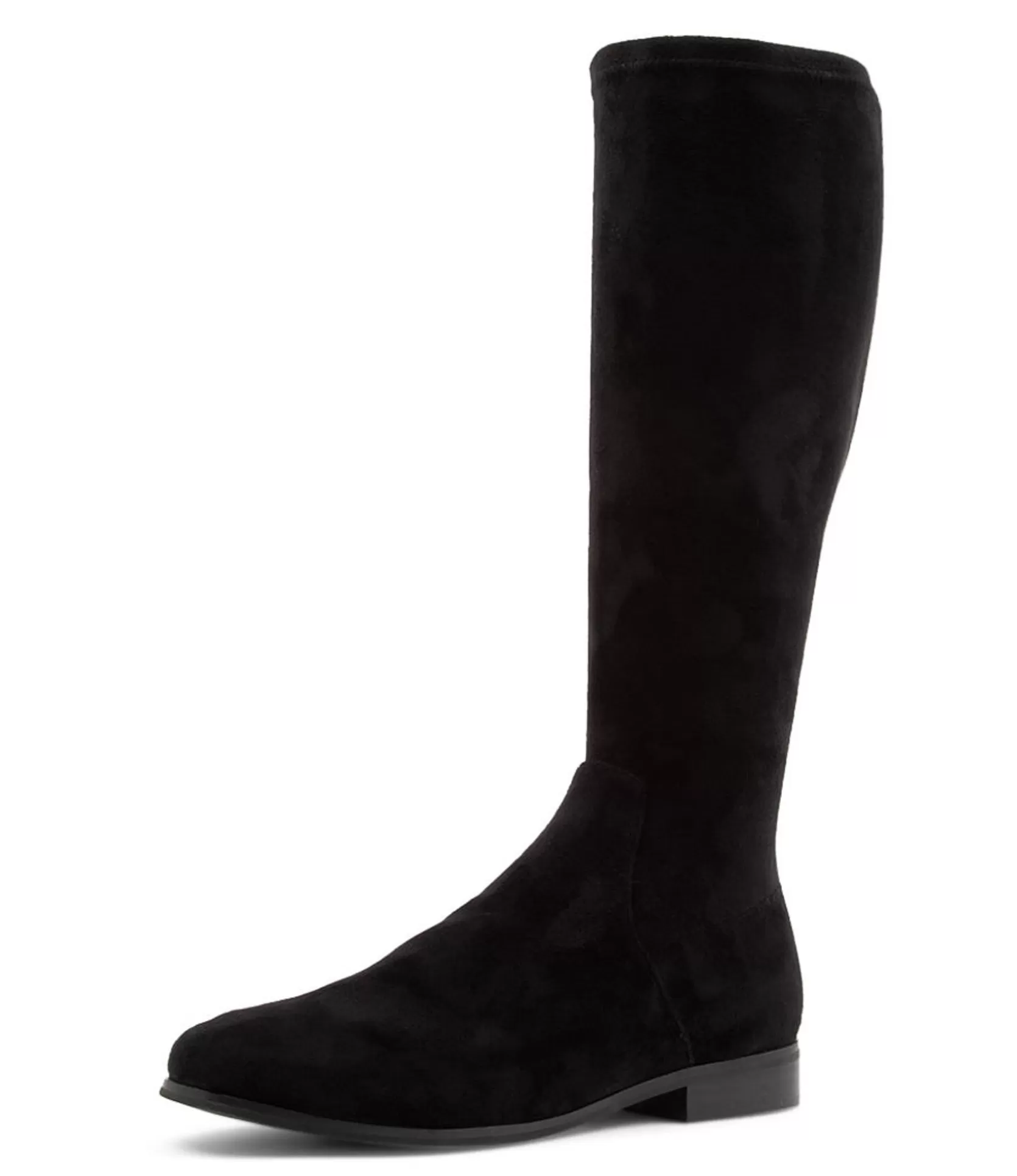 Cheap Fiery Black Stretch Microsuede Knee High Boots Women Boots