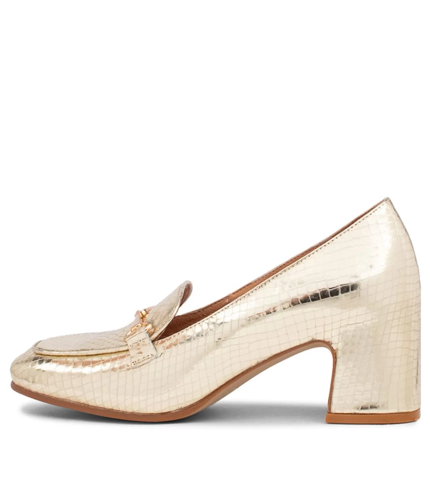 Sale Flaw Pale Gold Mirror Leather Heels Women Heels