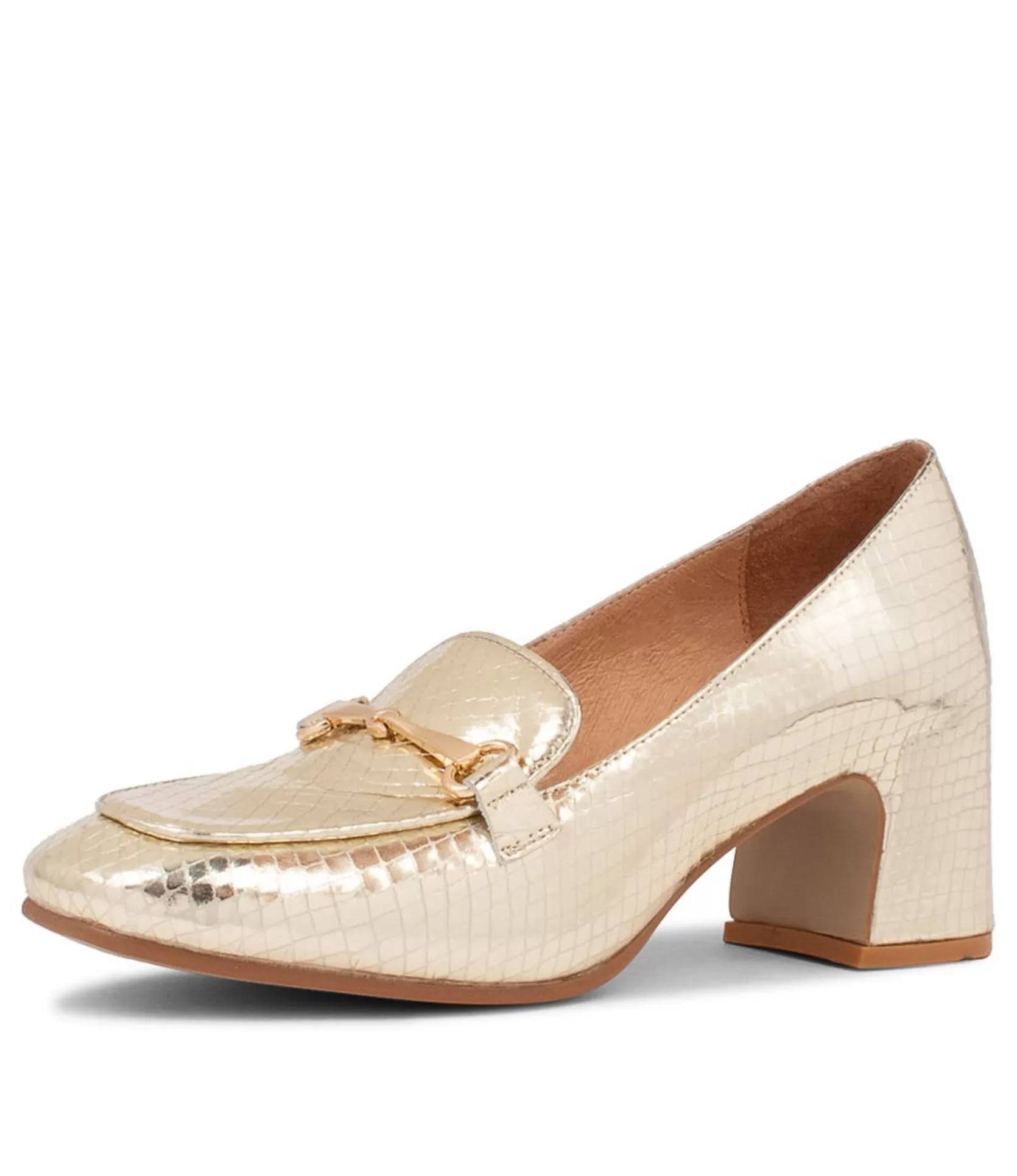 Sale Flaw Pale Gold Mirror Leather Heels Women Heels