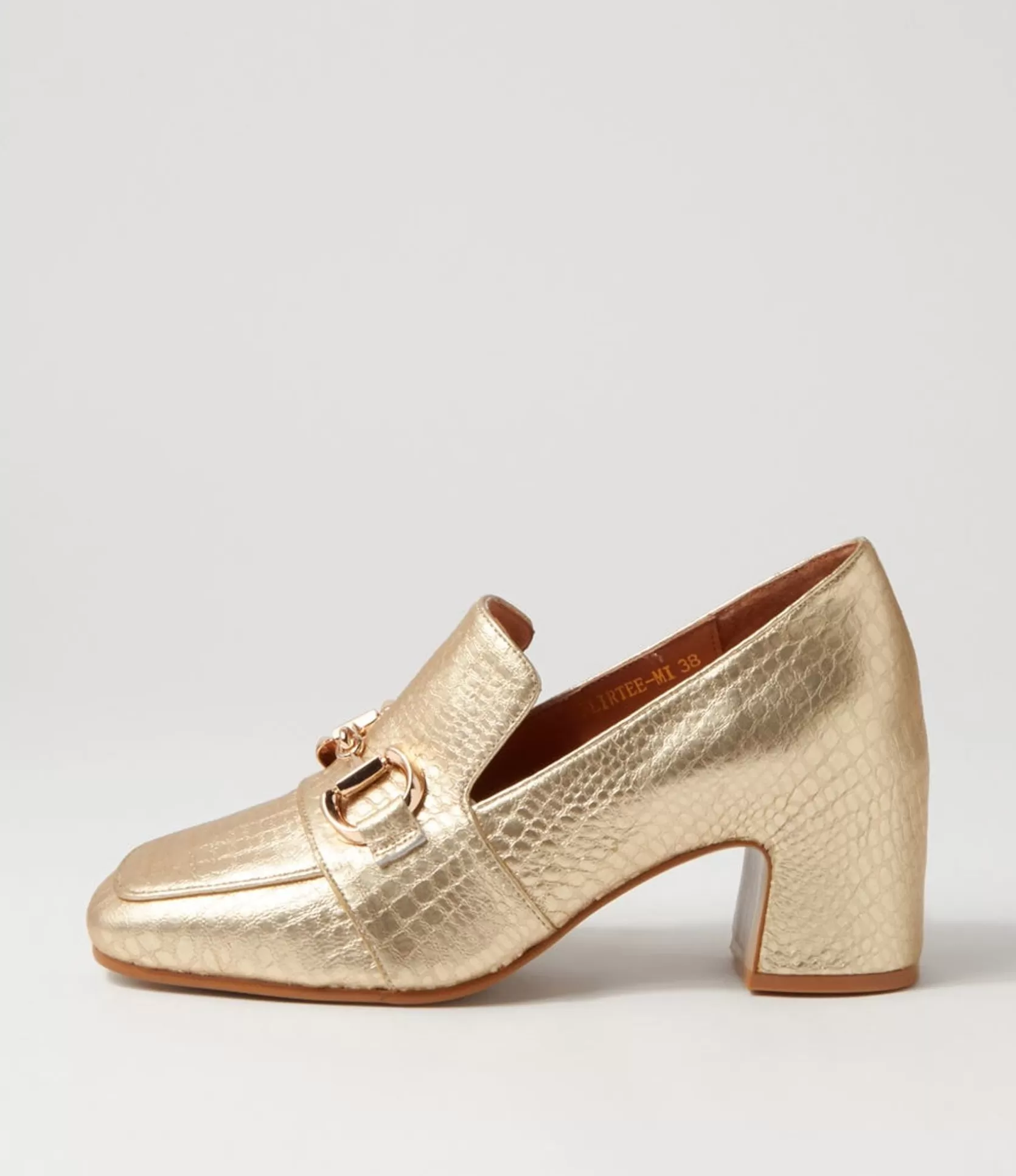 Store Flirtee Gold Croc Leather Heels Women Loafers