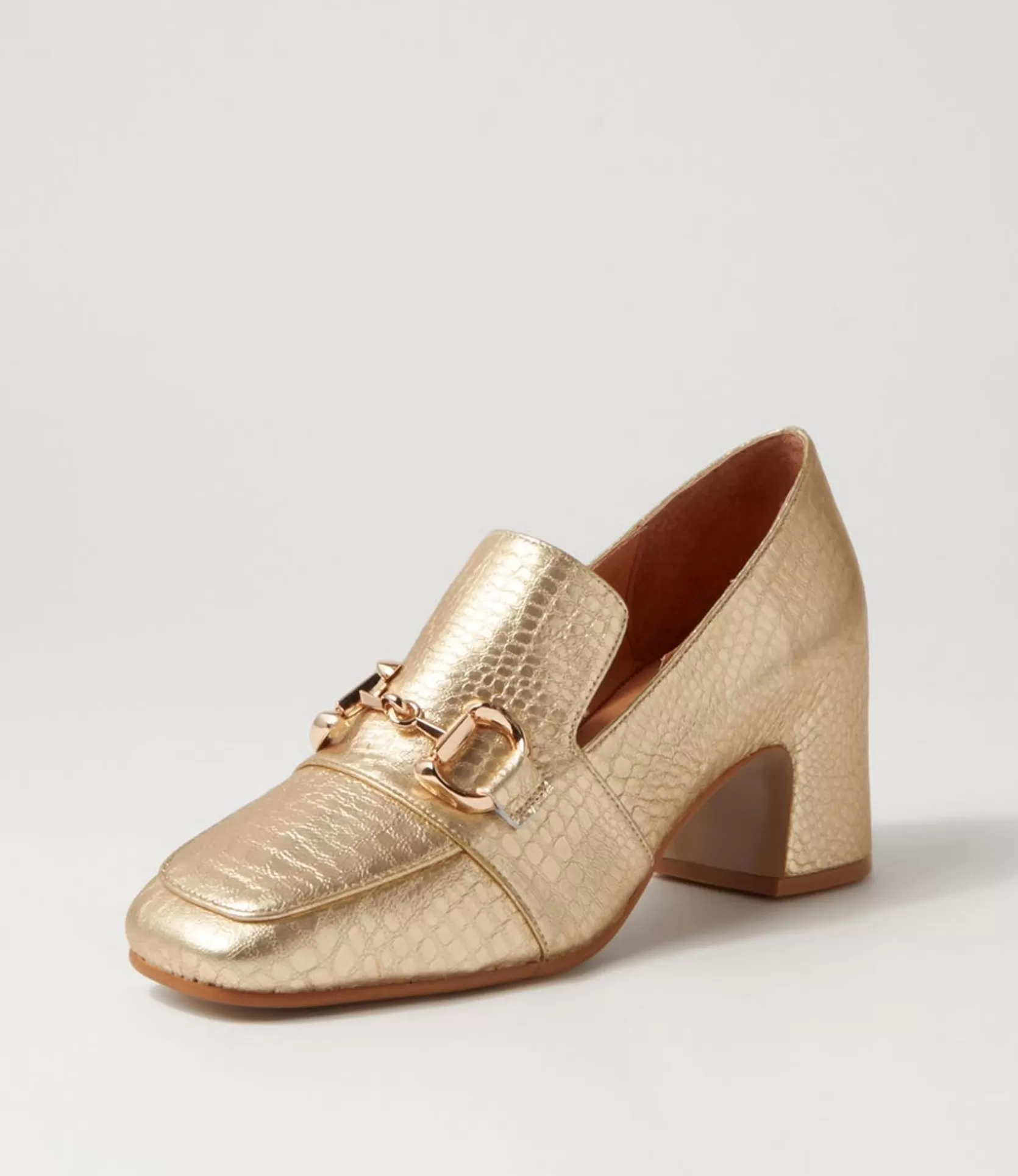 Store Flirtee Gold Croc Leather Heels Women Loafers