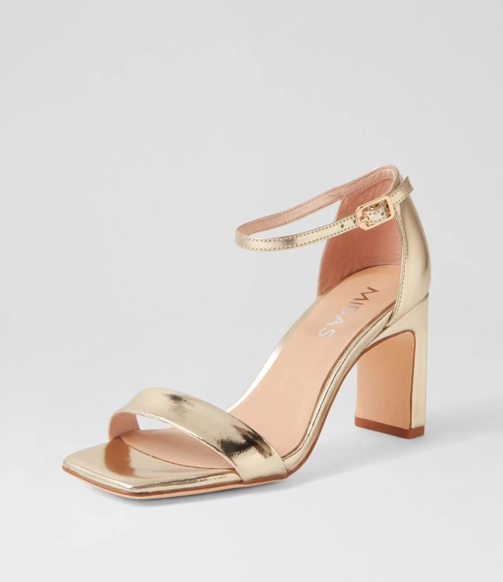 Cheap Flowar Gold Mirror Leather Sandals Women Heels