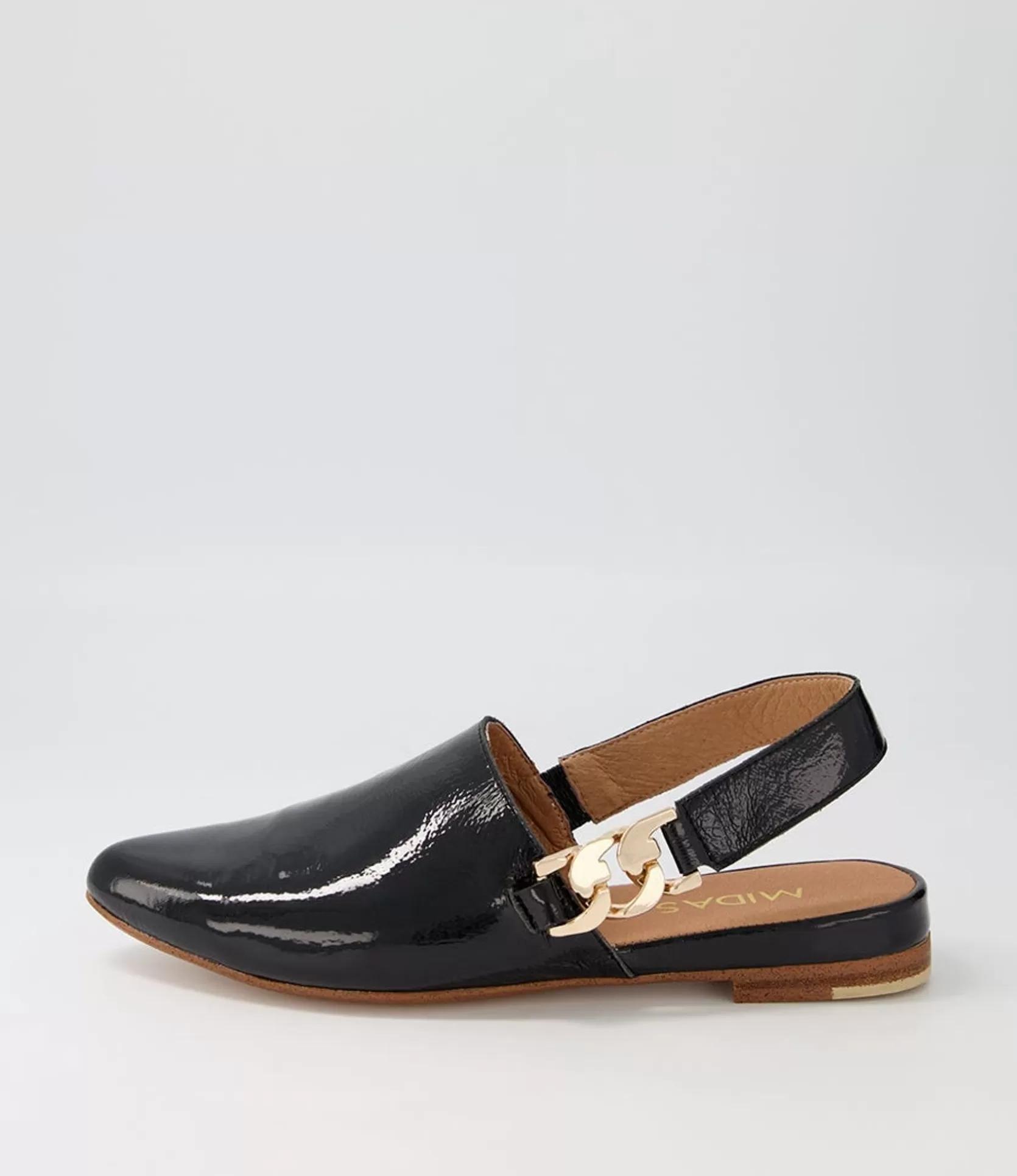 Shop Fova Black Patent Leather Flat Shoes Women Flats