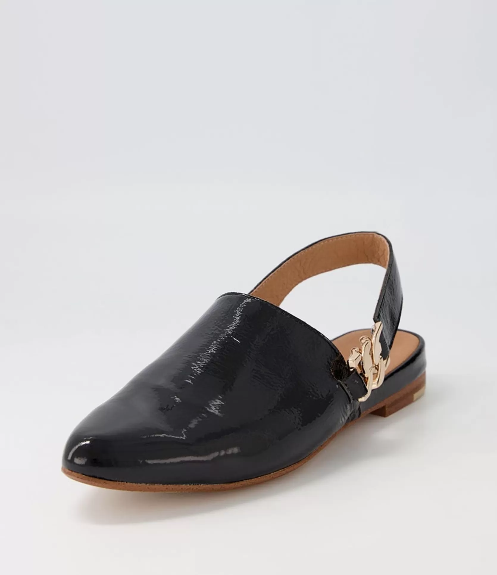 Shop Fova Black Patent Leather Flat Shoes Women Flats