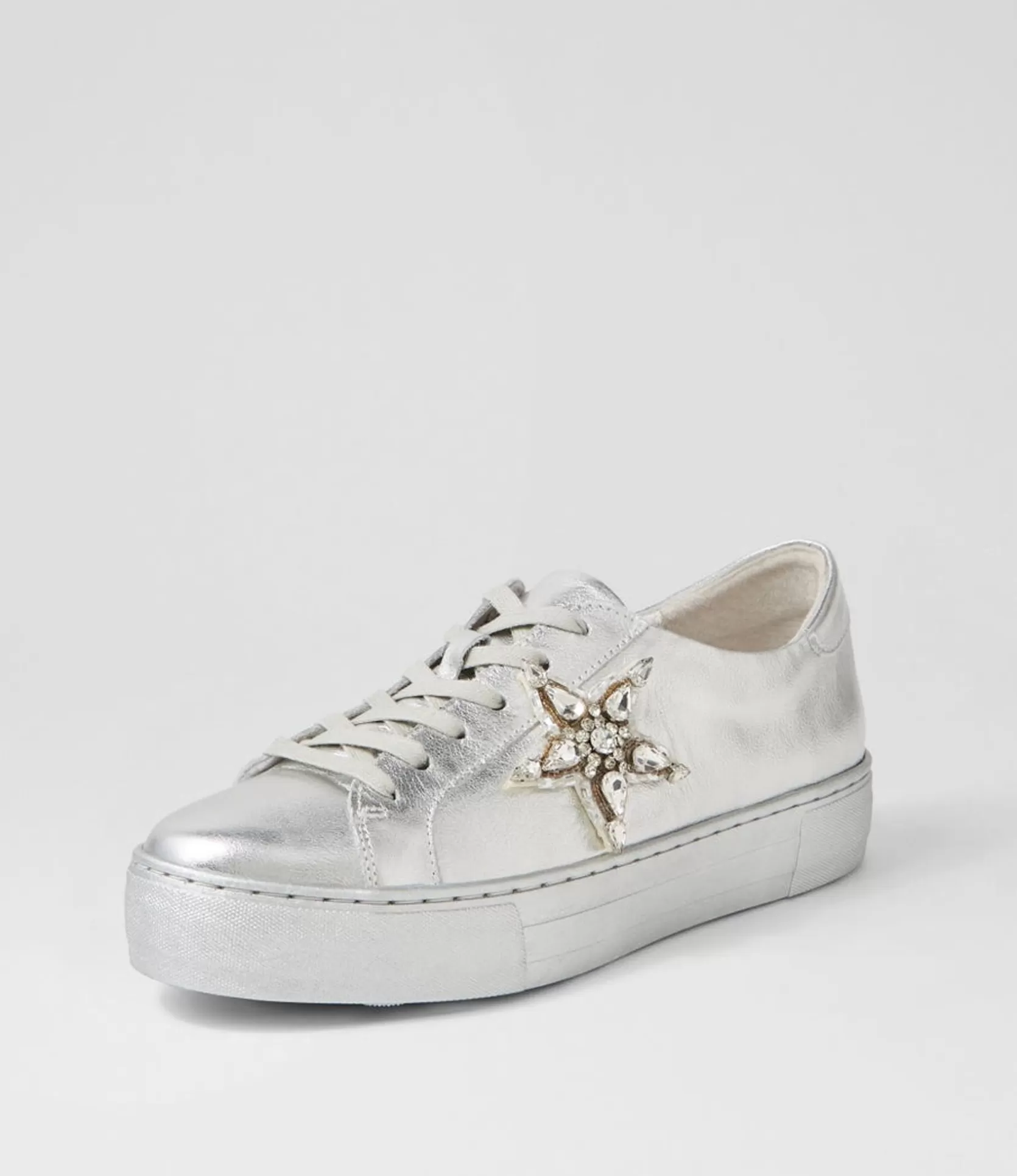 Clearance Foxxa Silver Leather Jewels Sneakers Women Sneakers