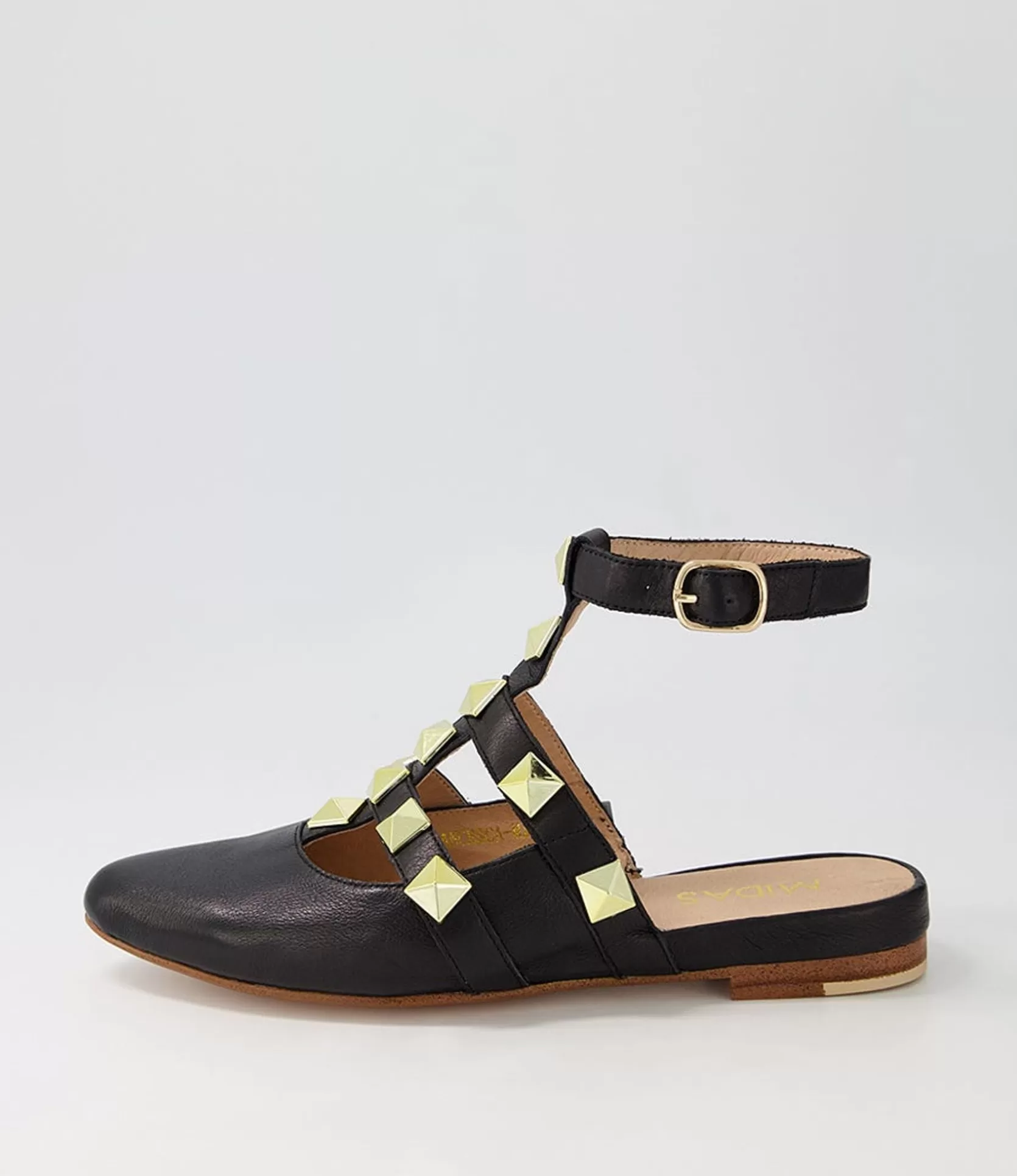 Shop Francesca Black Leather Flat Shoes Women Flats