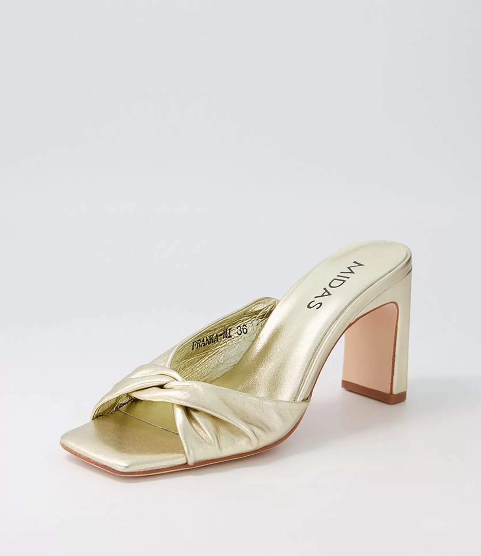 Shop Franka Gold Leather Slides Women Heels