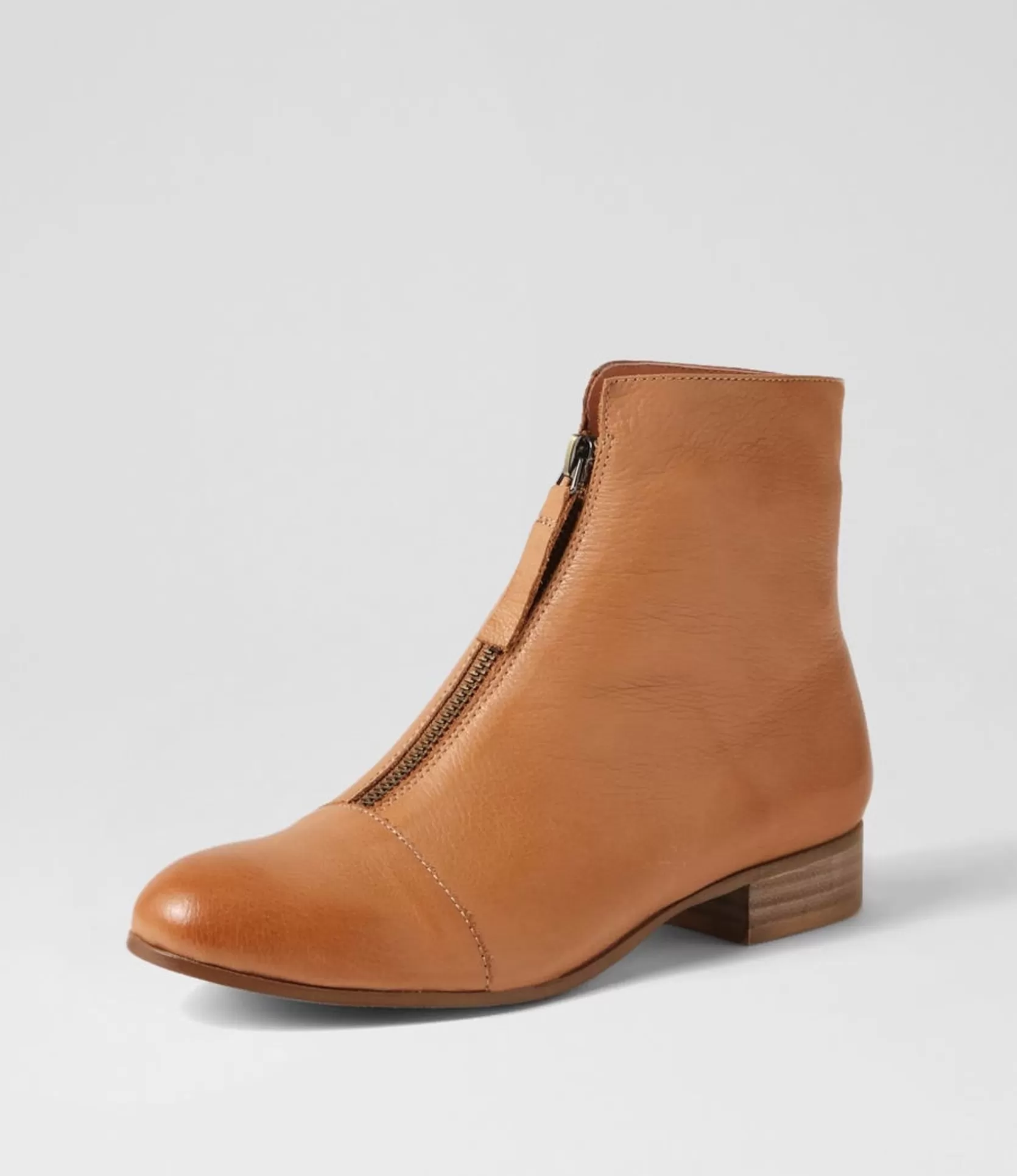 Best Sale Funni Dark Tan Leather Ankle Boots Women Ankle Boots