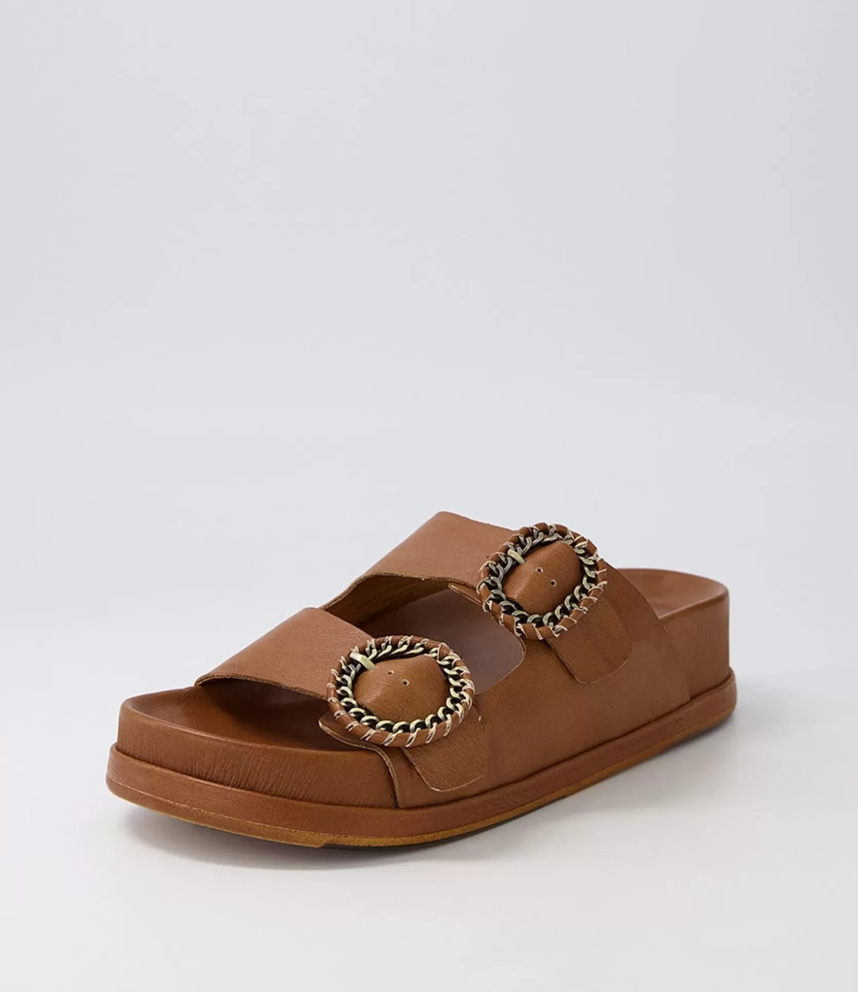 Outlet Gallie Toffee Leather Slides Women Sandals