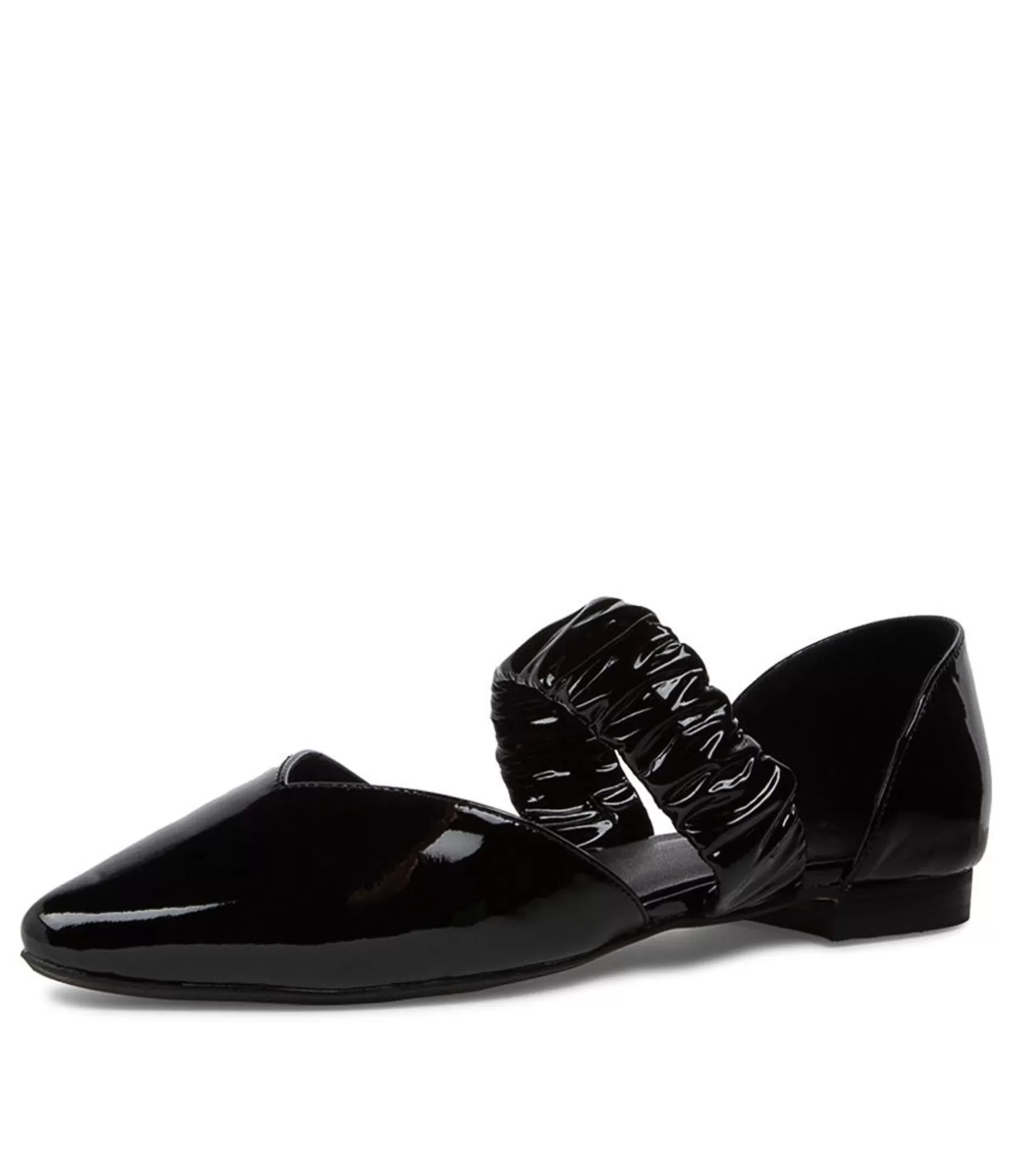 Cheap Garfield Black Patent Leather Flat Shoes Women Flats