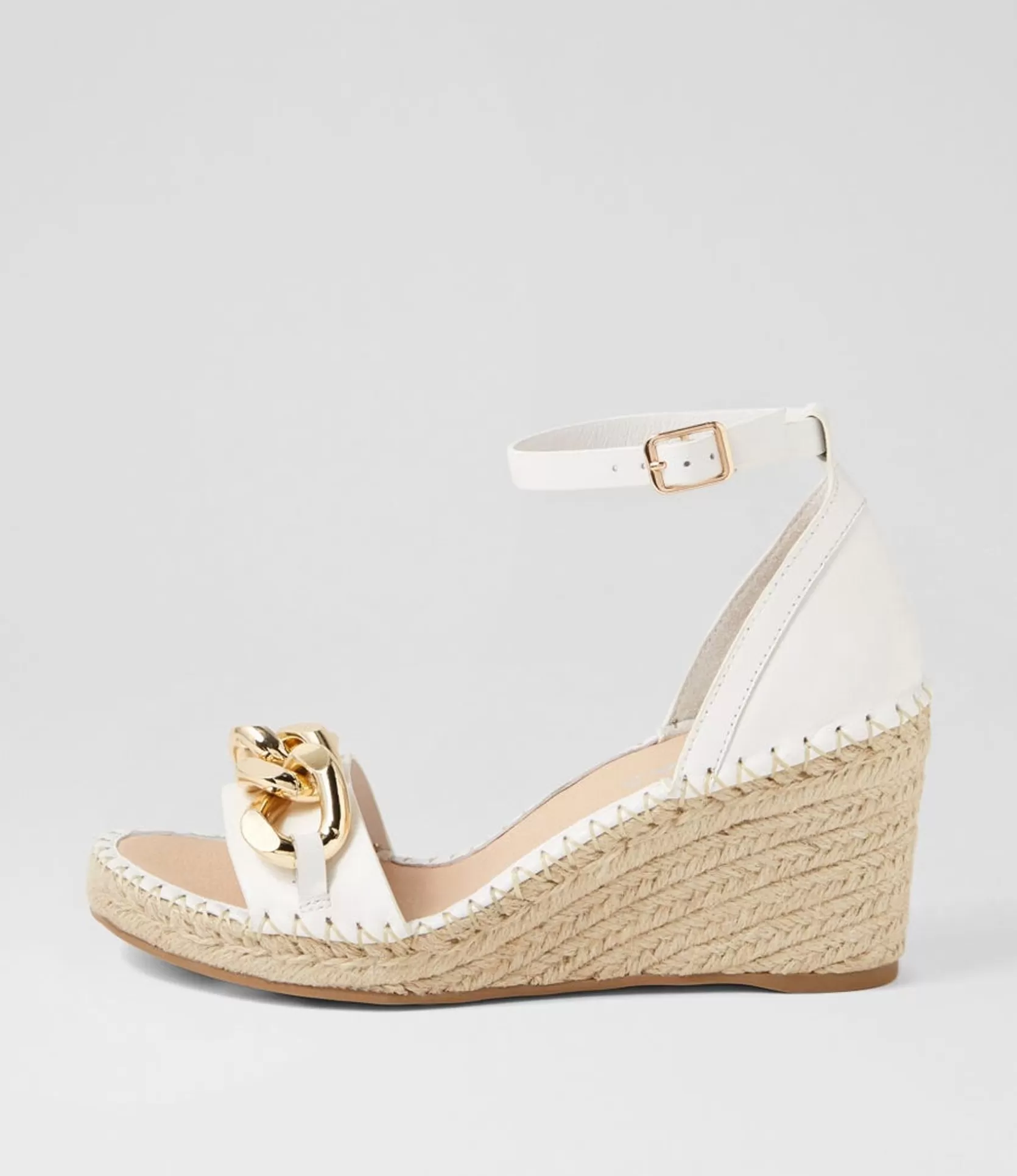 Shop Geysi White Natural Rope Leather Sandals Women Wedges