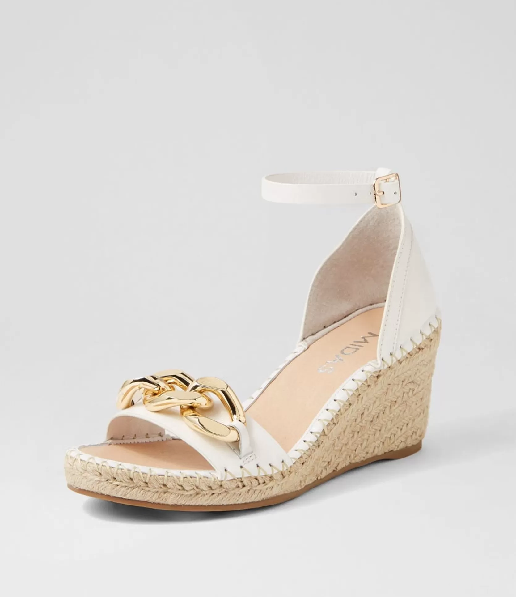 Shop Geysi White Natural Rope Leather Sandals Women Wedges