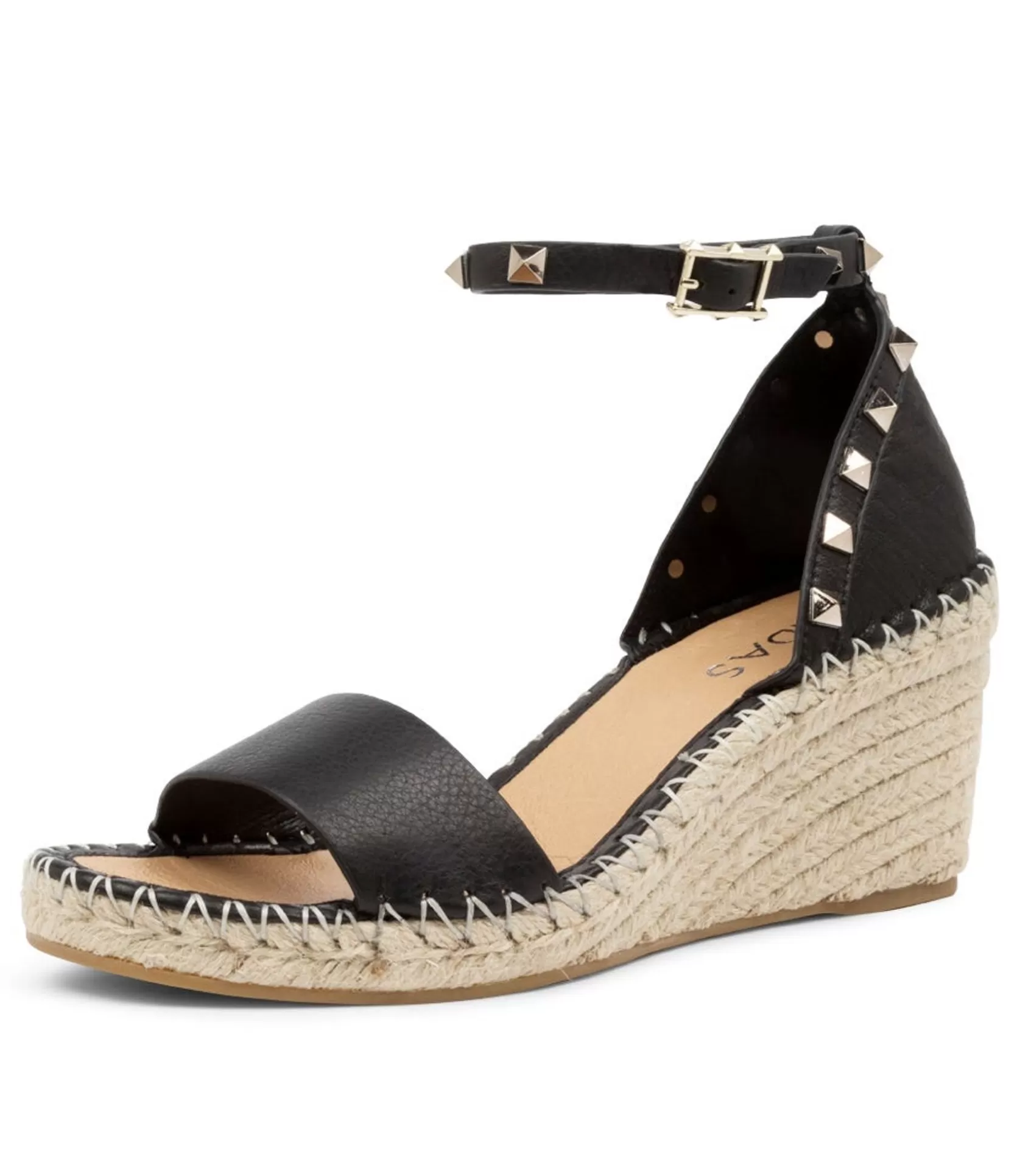 Best Gigi Black Leather Women Espadrilles