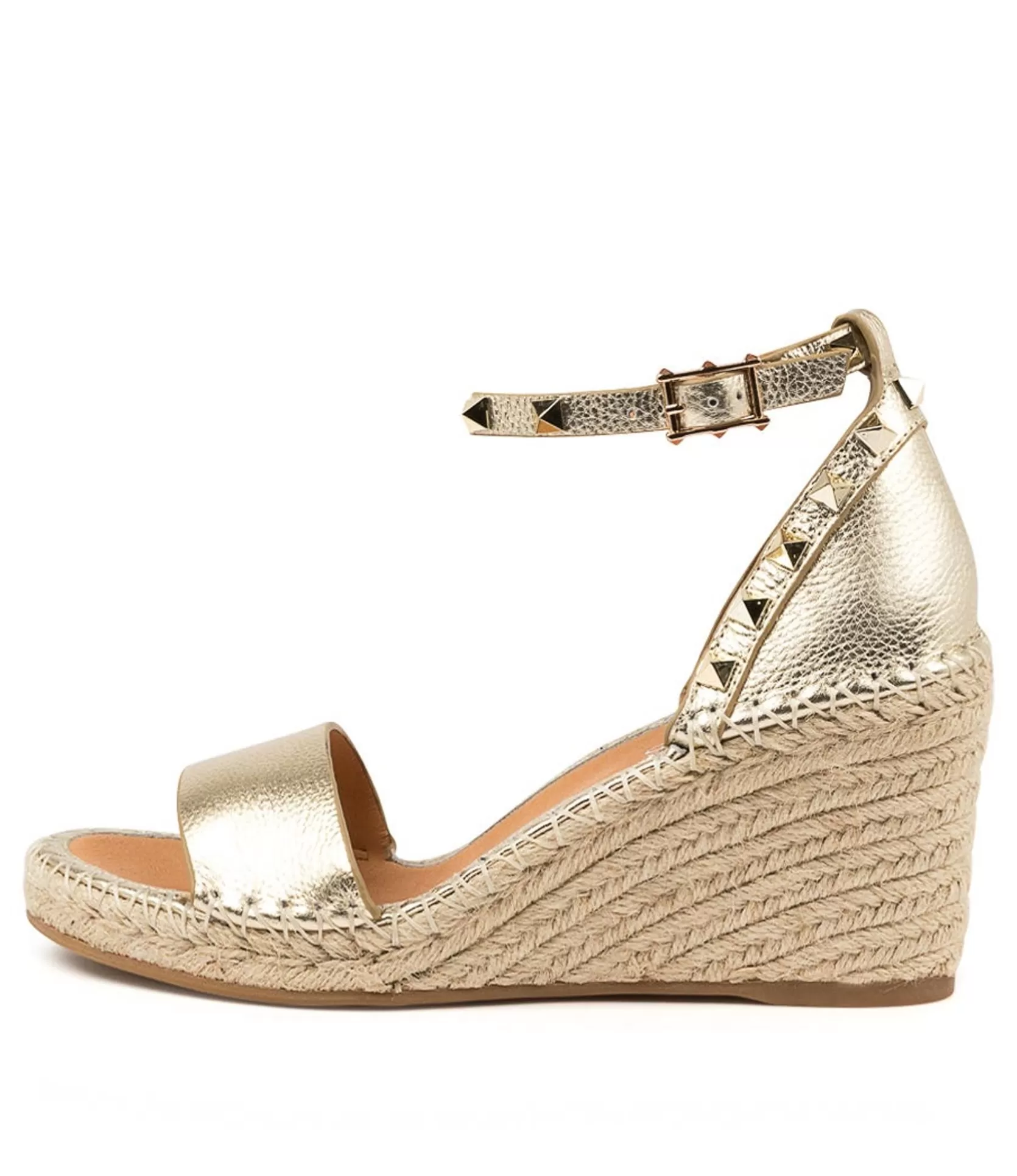 Store Gigi Pale Gold Leather Women Espadrilles