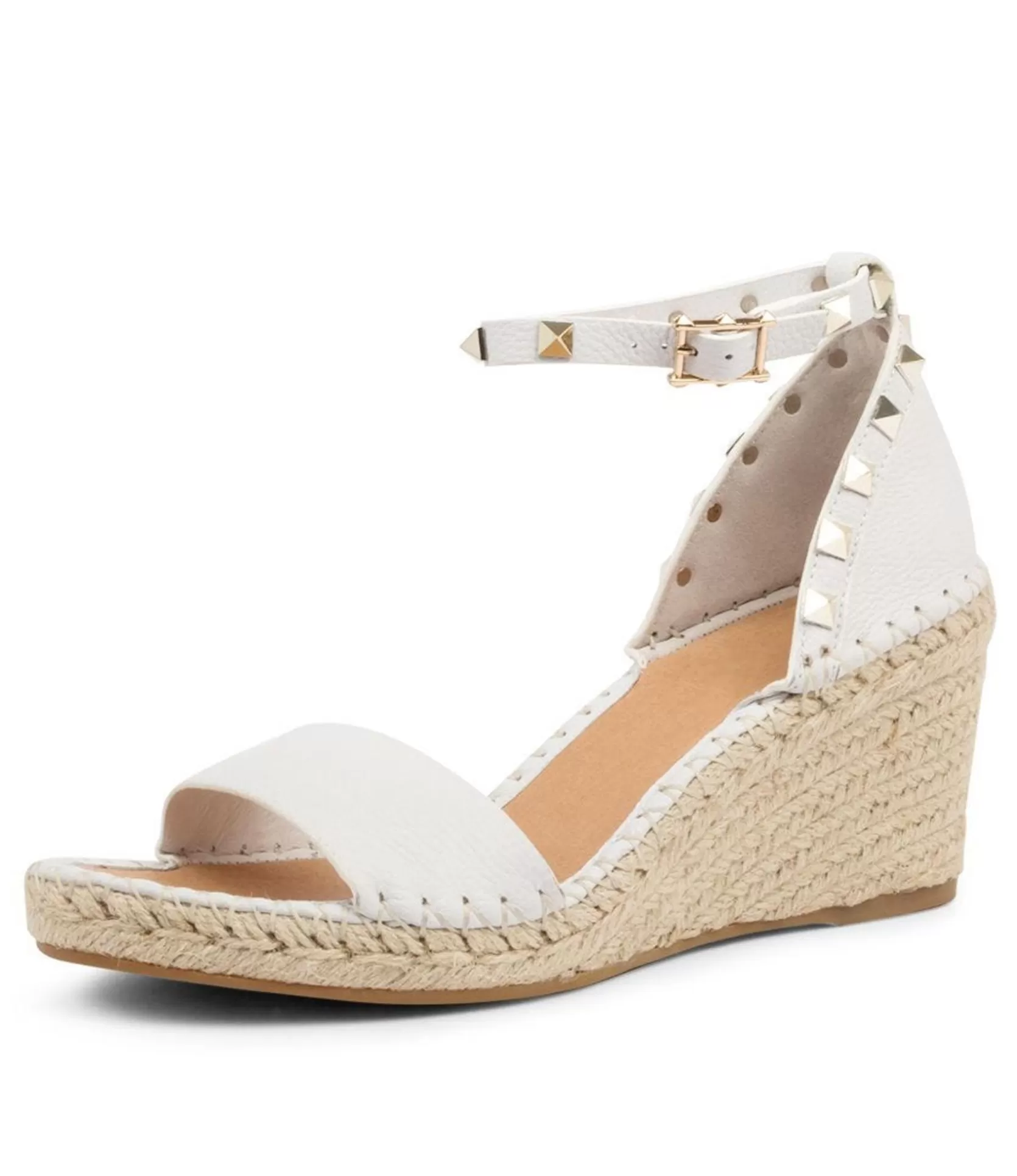 Best Gigi White Leather Women Espadrilles