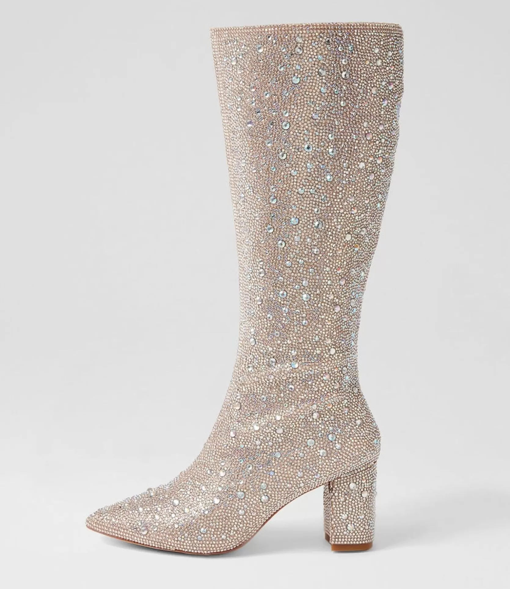 Sale Gorg Silver Jewel Fabric Knee High Boots Women Boots