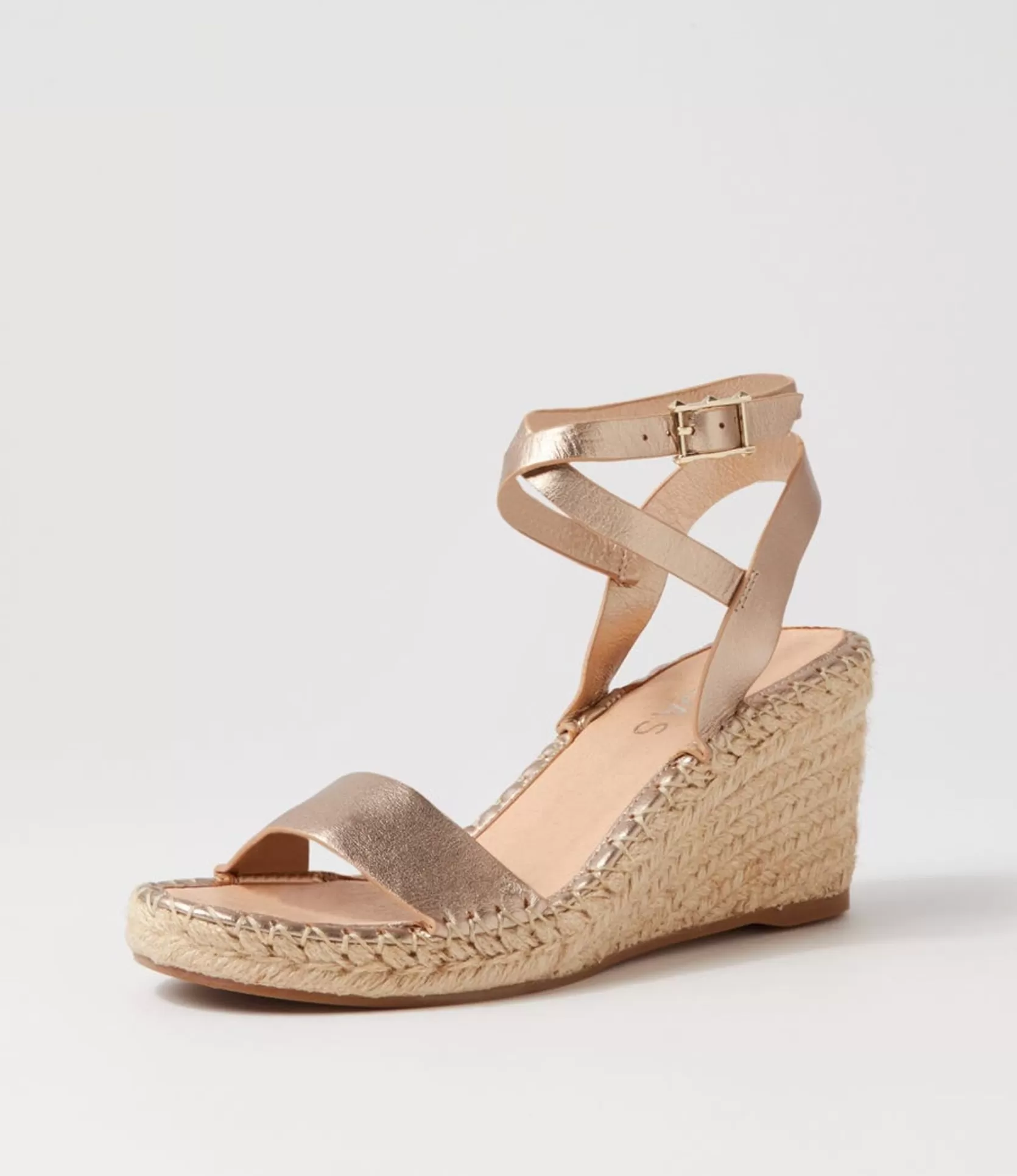 Fashion Guenie Champagne Leather Espadrilles Women Wedges