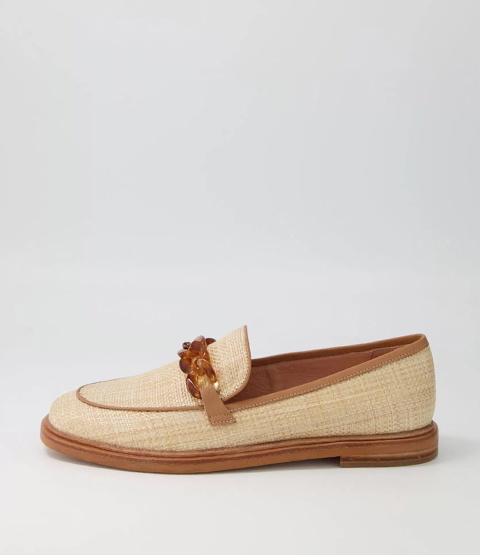 Cheap Gusto Natural Woven Leather Loafers Women Loafers