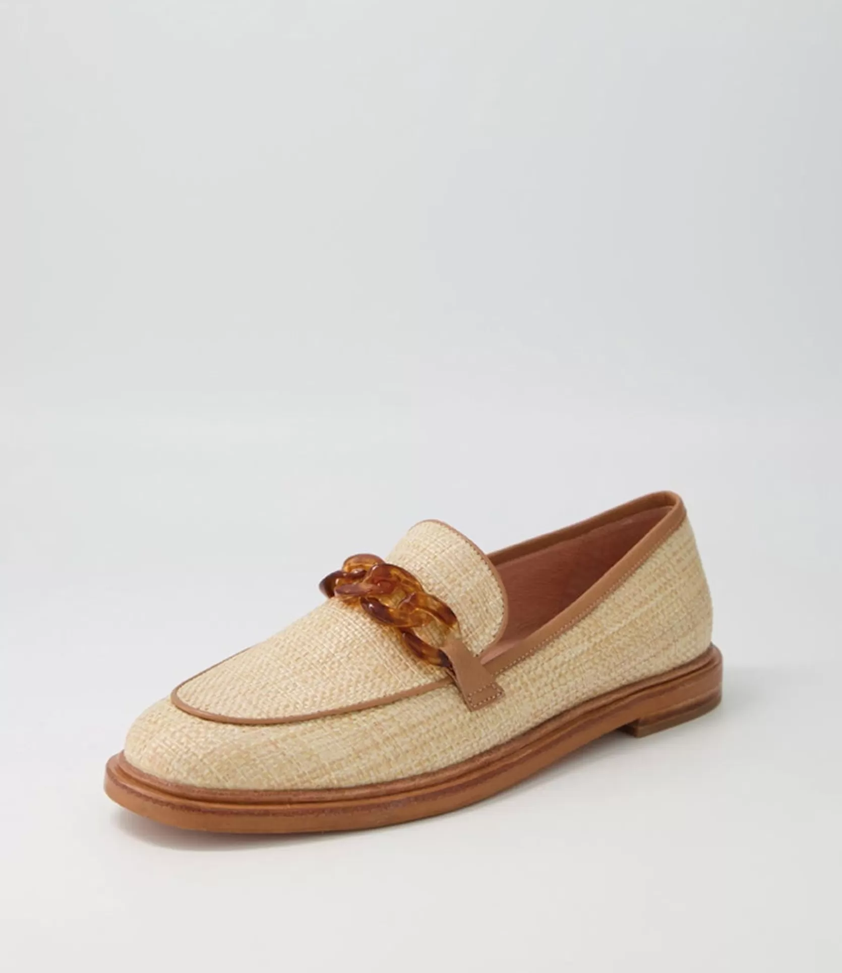 Cheap Gusto Natural Woven Leather Loafers Women Loafers