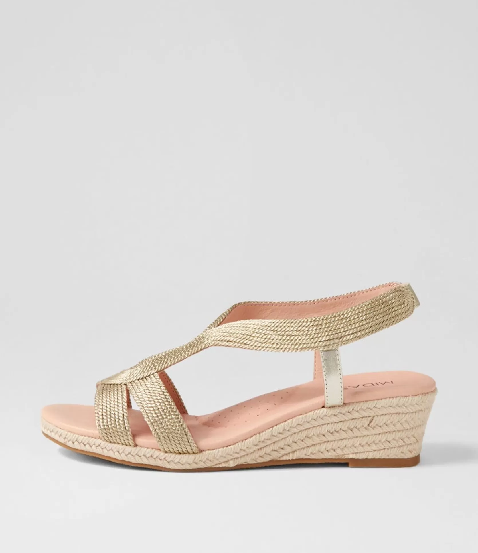 Cheap Haleb Pale Gold Rope Leather Espadrilles Women Heels