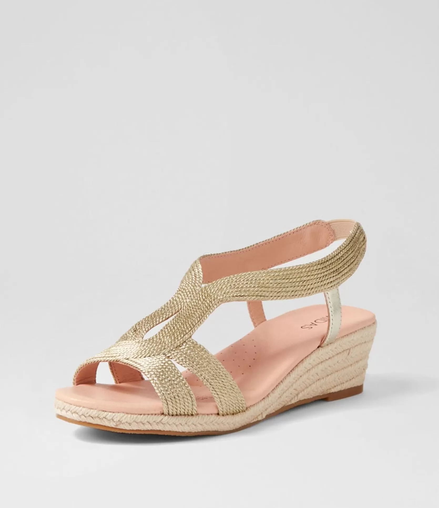 Cheap Haleb Pale Gold Rope Leather Espadrilles Women Heels