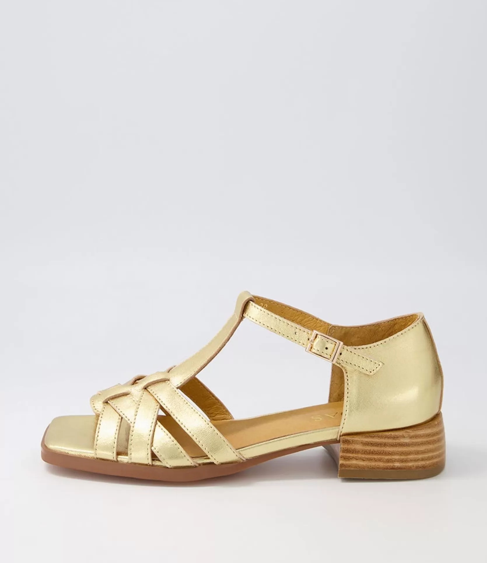 Shop Hammand Old Gold Leather Sandals Women Flats