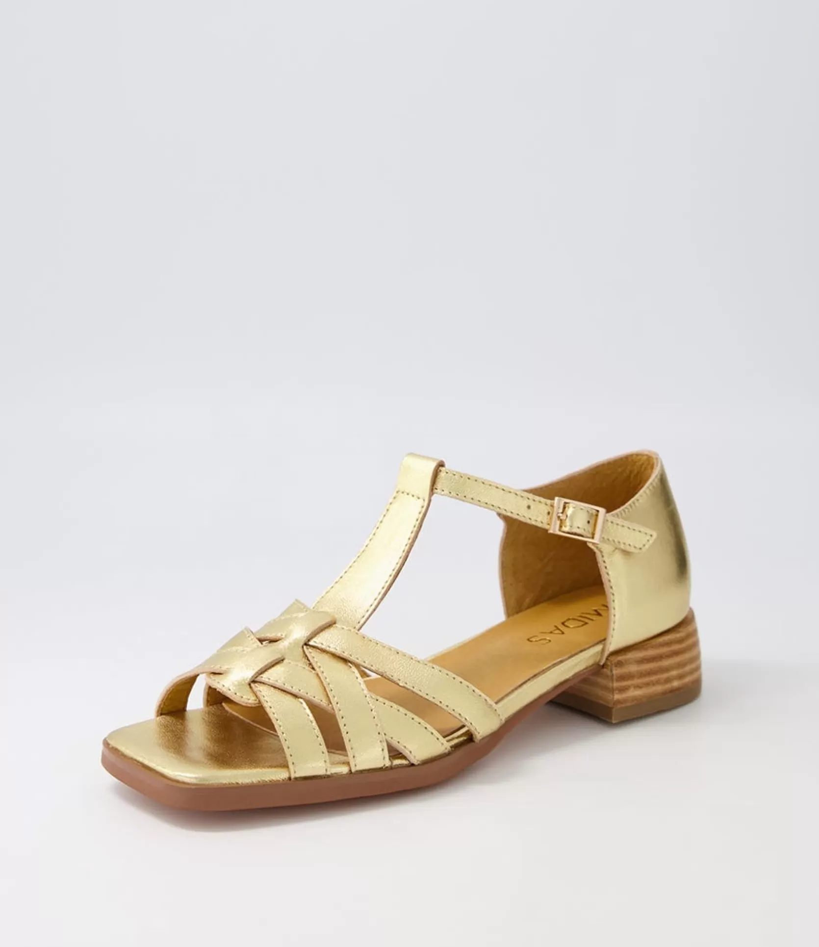Shop Hammand Old Gold Leather Sandals Women Flats