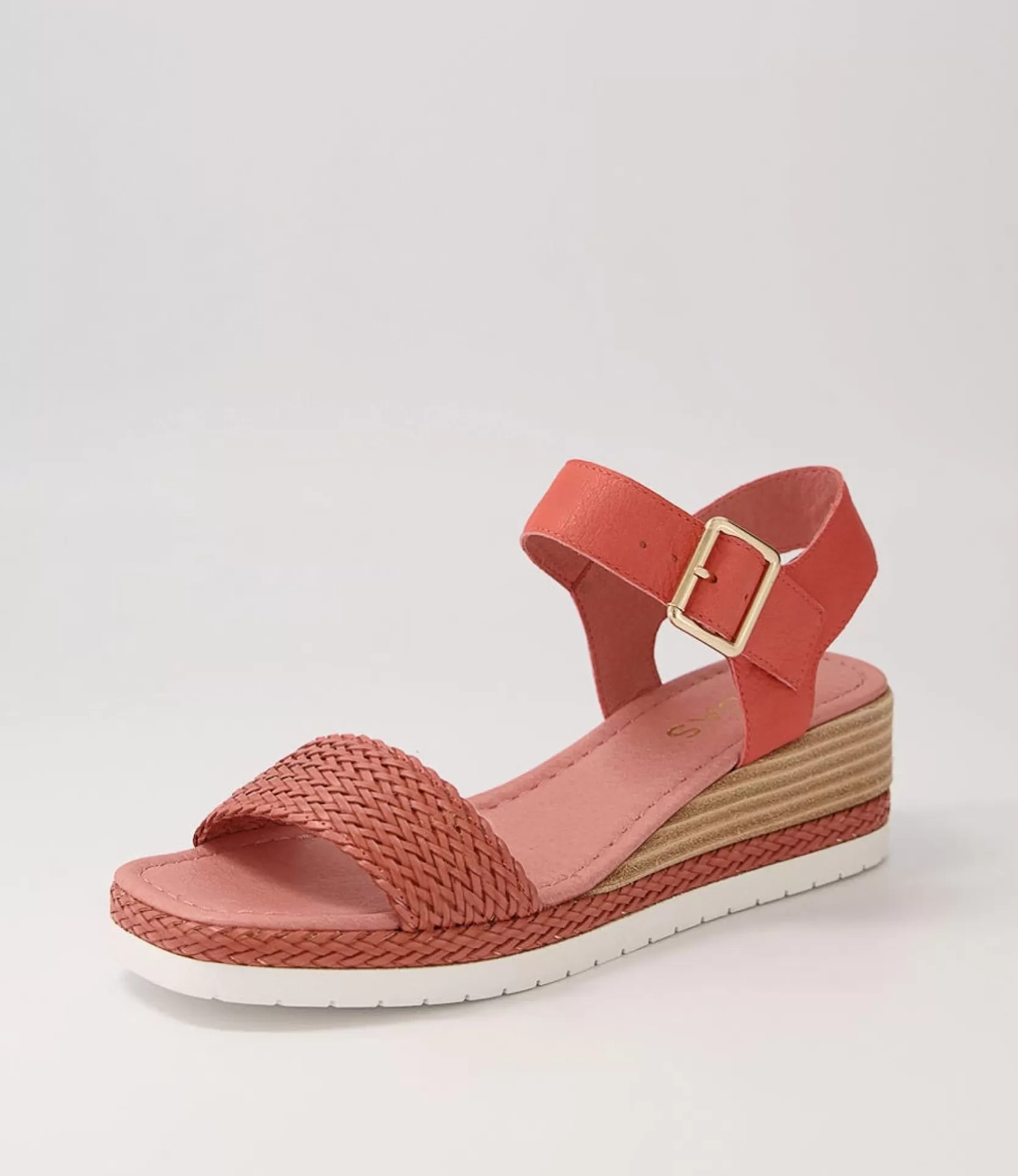 Online Imara Orange Weave Leather Sandals Women Wedges