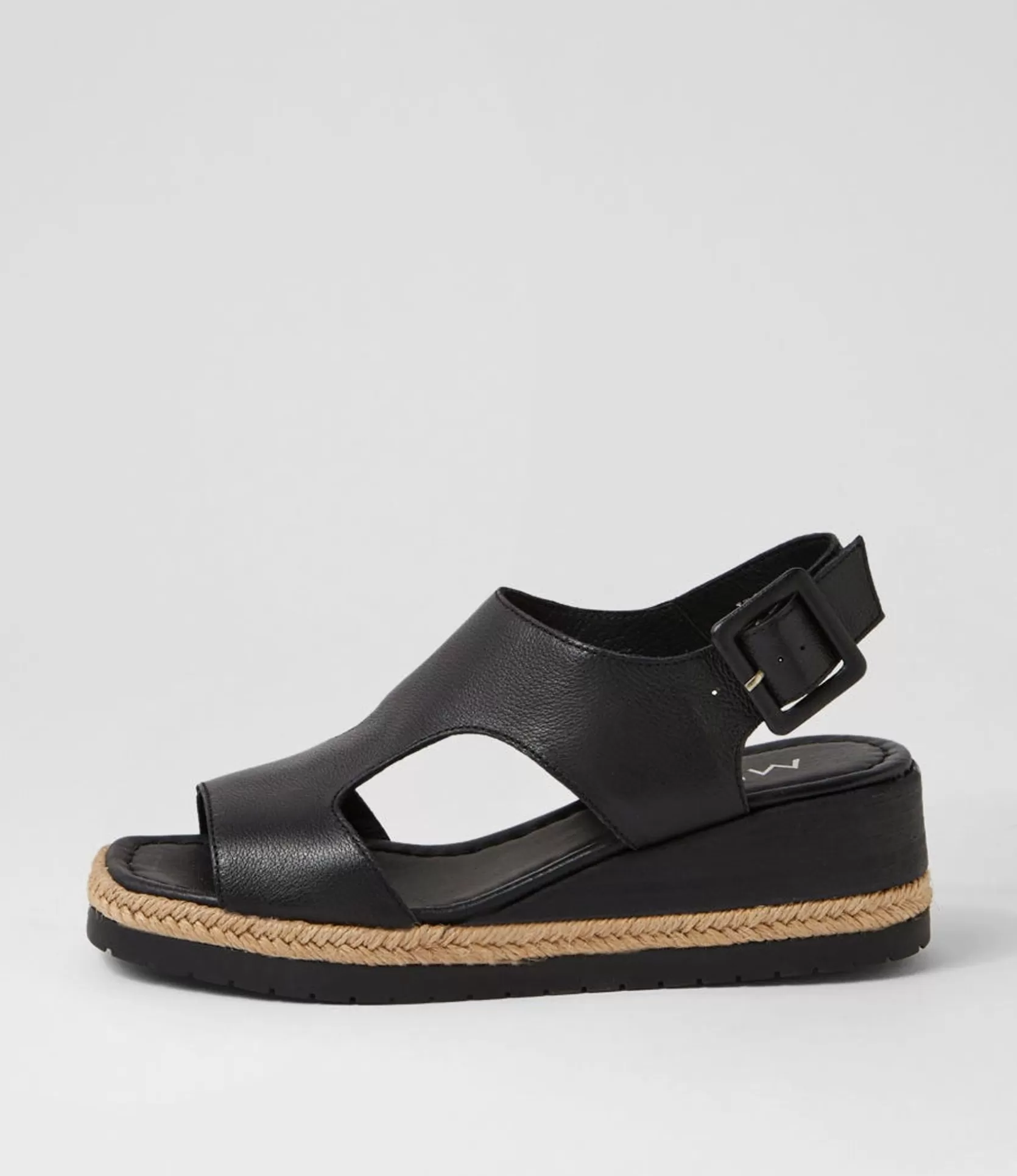 Online Ipsey Black Leather Sandals Women Wedges