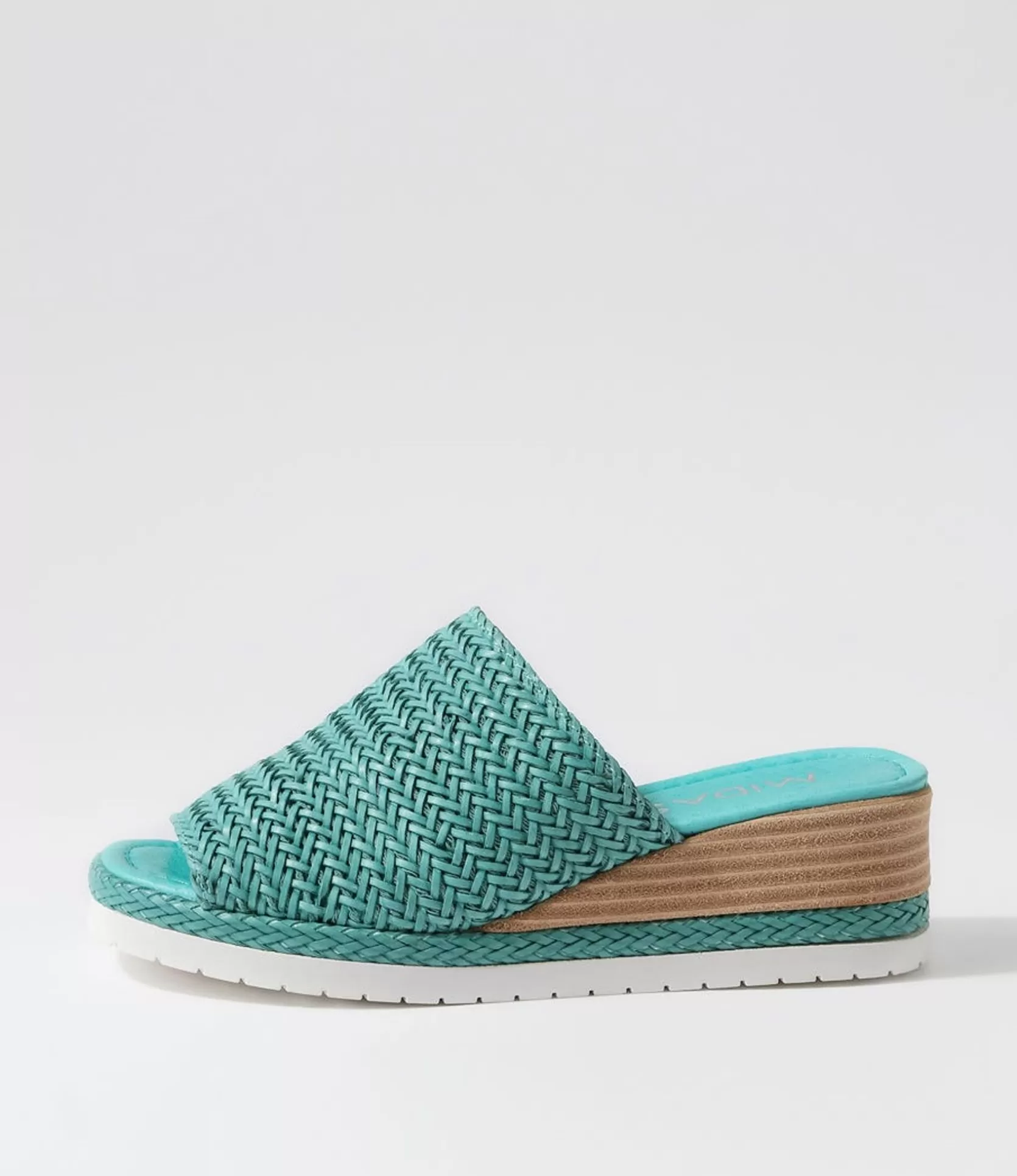 Shop Isha Emerald Weave Leather Slides Women Wedges