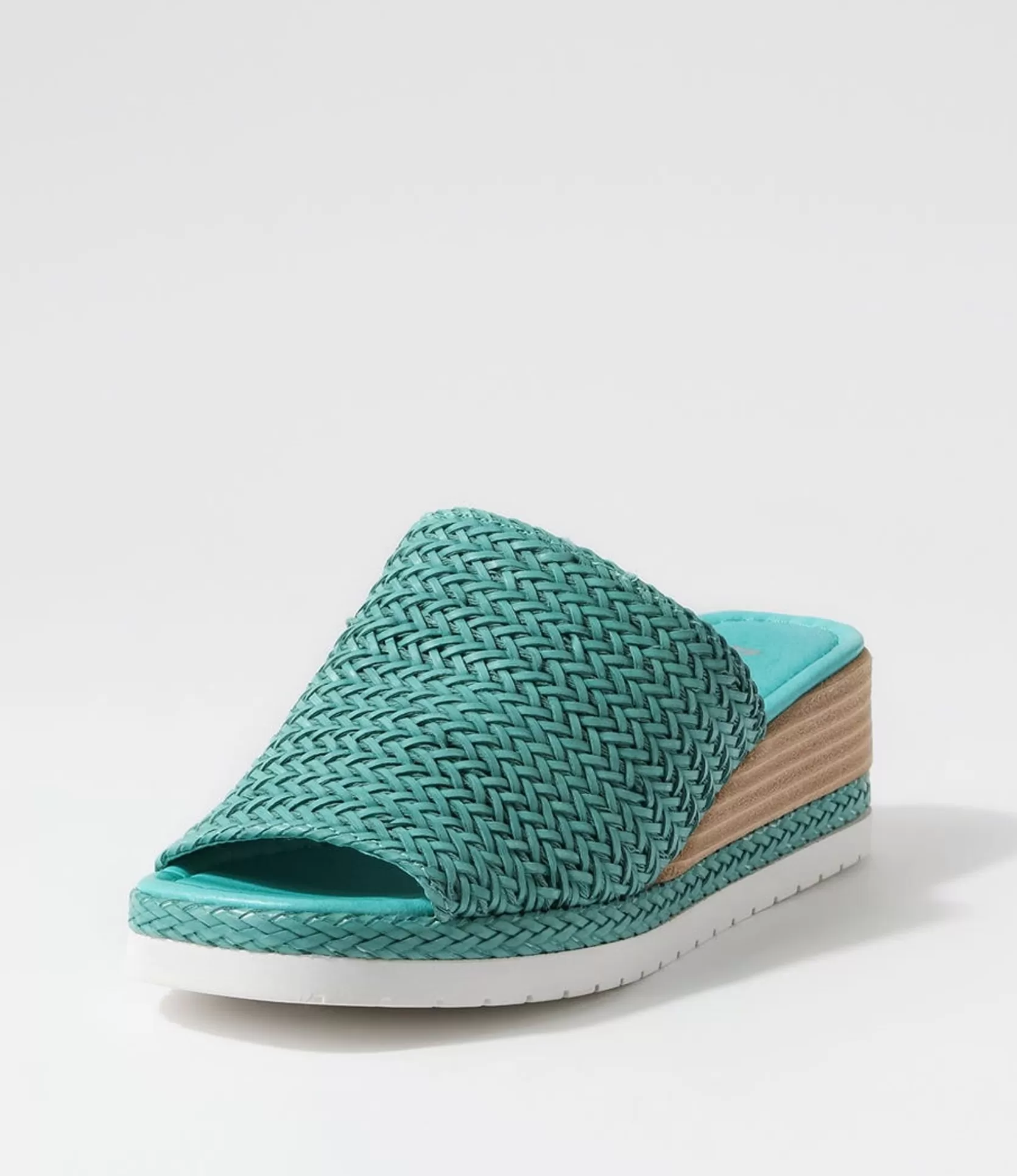 Shop Isha Emerald Weave Leather Slides Women Wedges