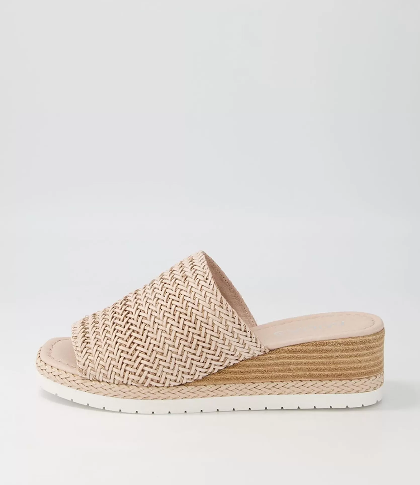 Online Isha Nude Weave Leather Slides Women Wedges