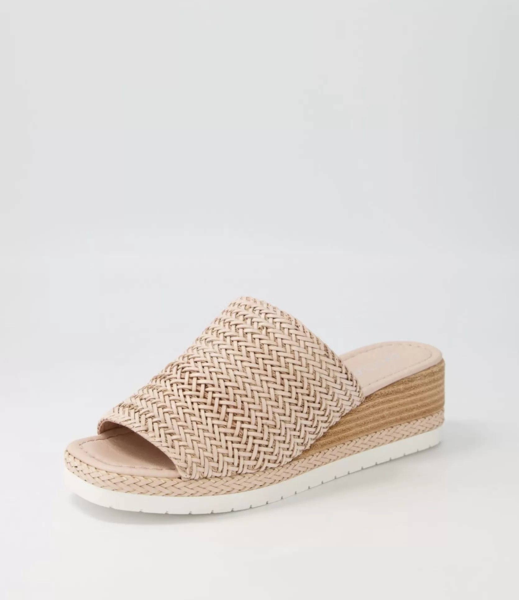Online Isha Nude Weave Leather Slides Women Wedges