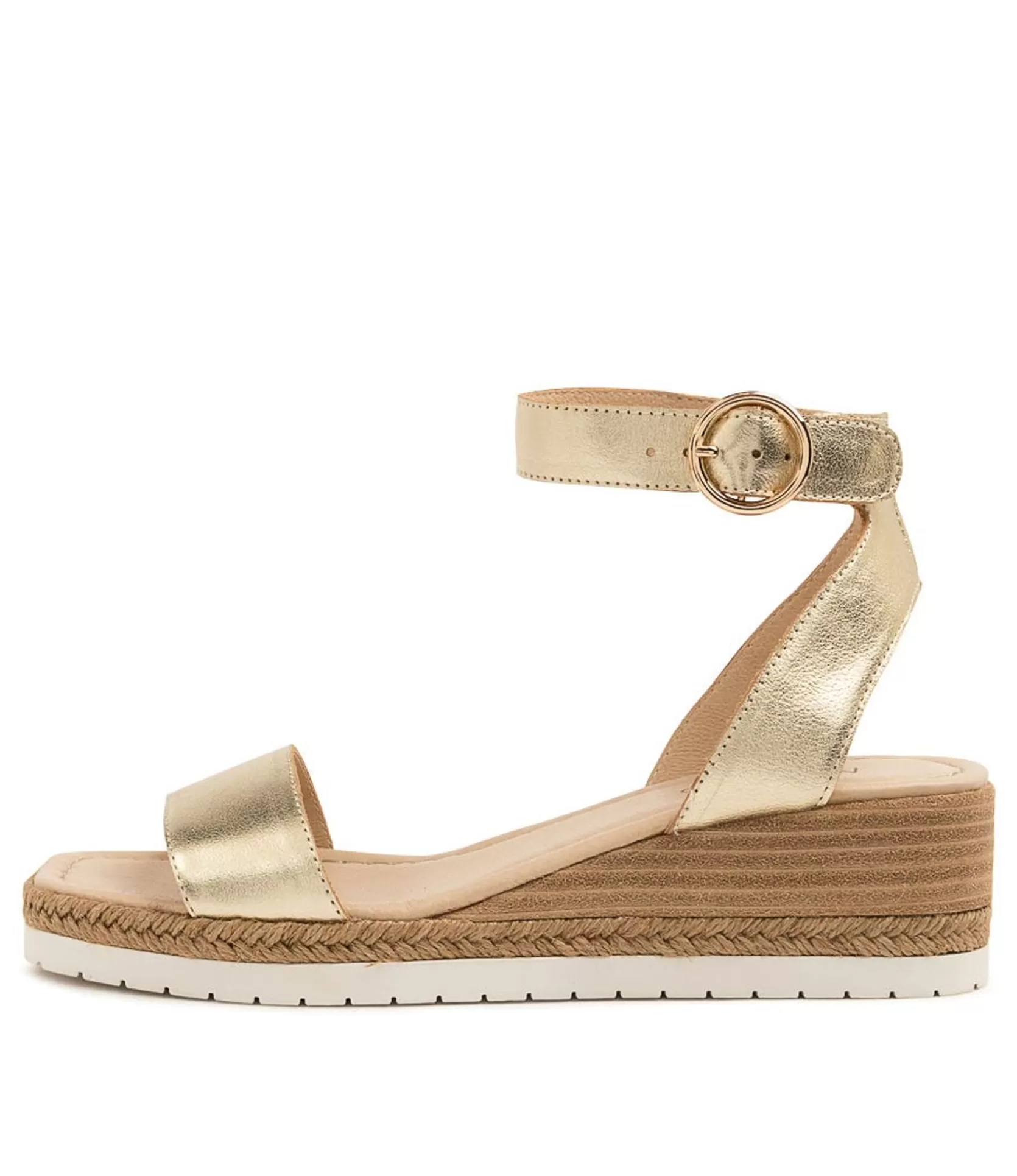 Best Ivana Pale Gold Leather Women Wedges