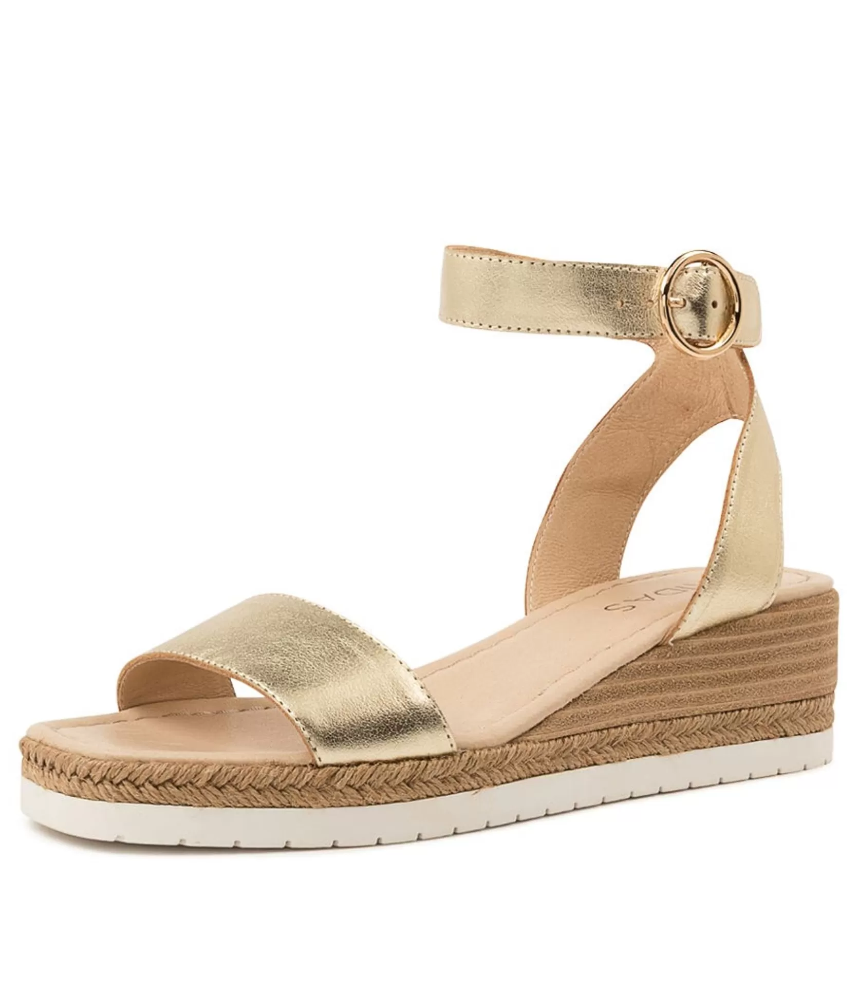 Best Ivana Pale Gold Leather Women Wedges