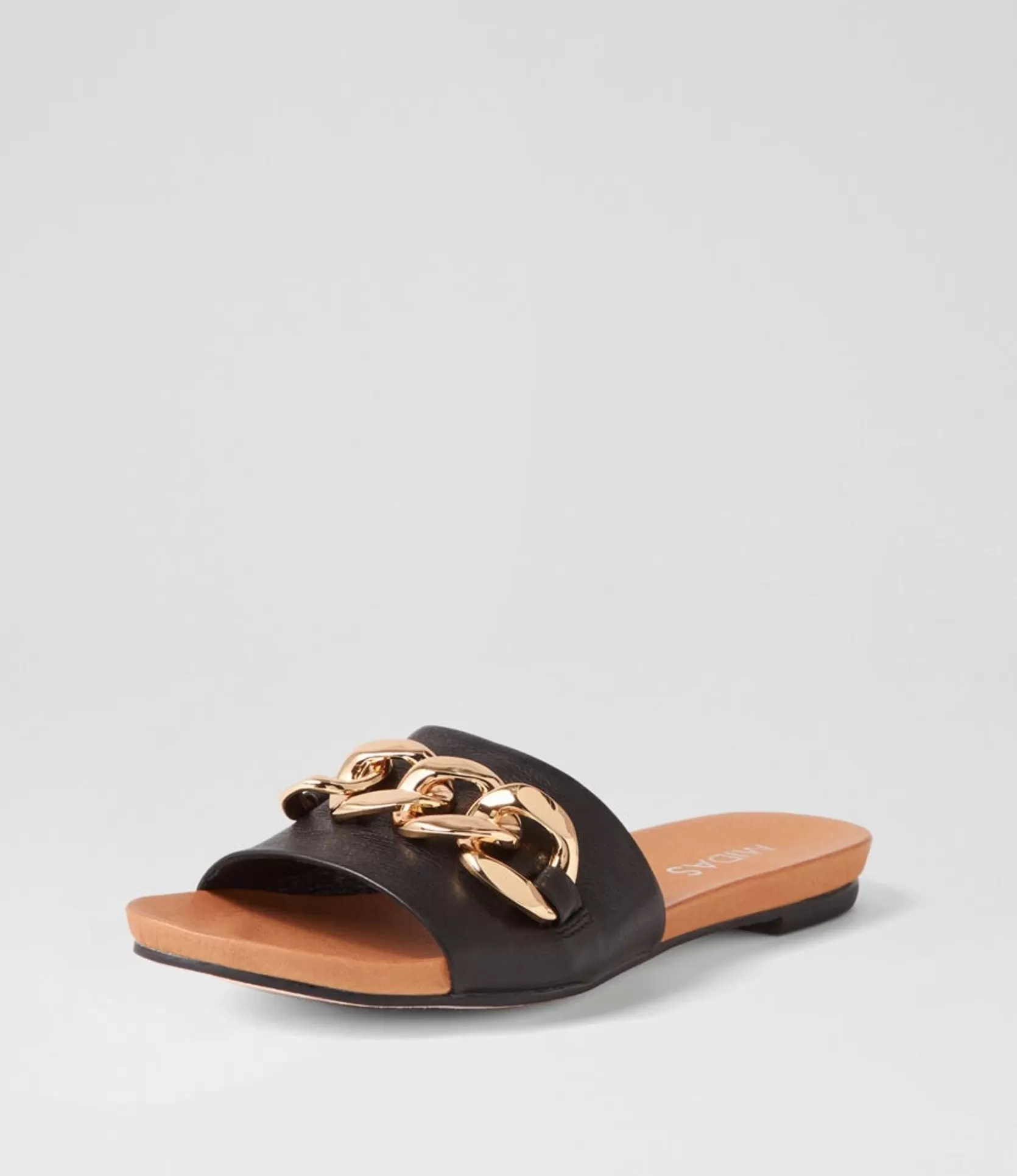 Best Jaddle Black Leather Slides Women Flats