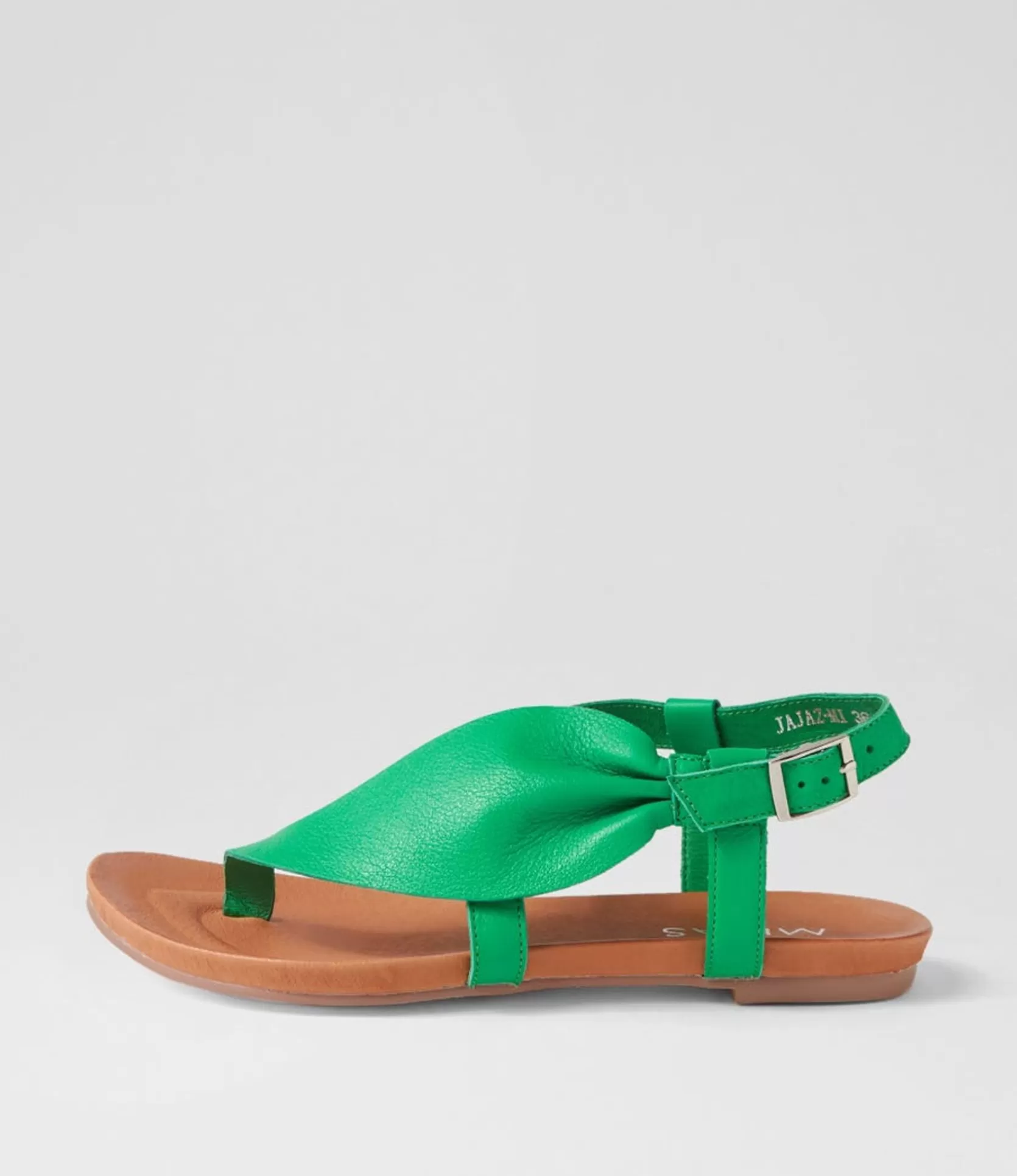 Shop Jajaz Bright Emerald Leather Sandals Women Flats