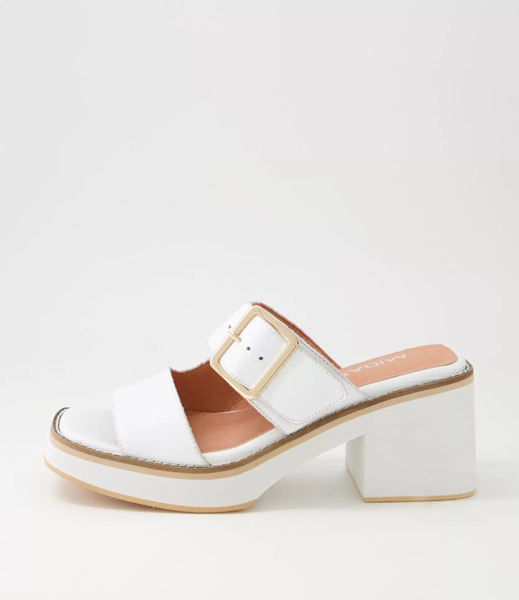 Sale Jeddal White Leather Slides Women Heels