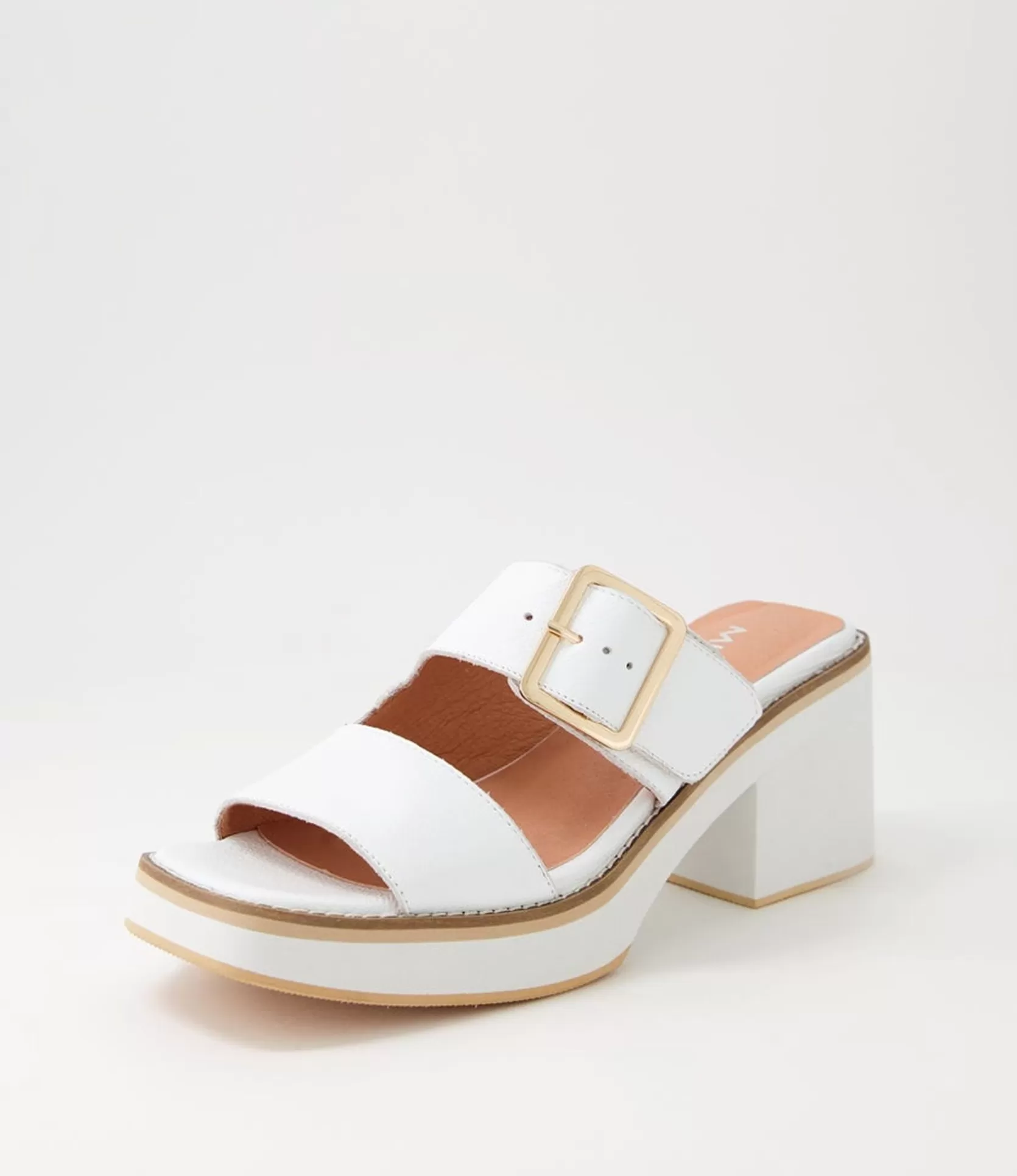 Sale Jeddal White Leather Slides Women Heels