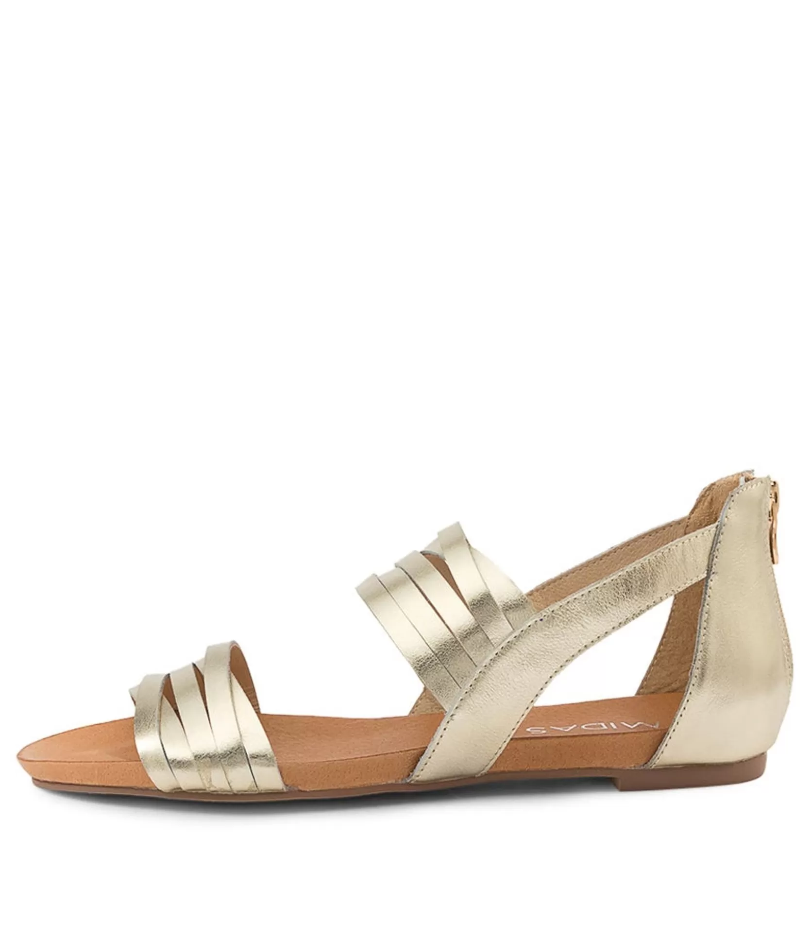 Best Sale Jewel Pale Gold Leather Women Flats