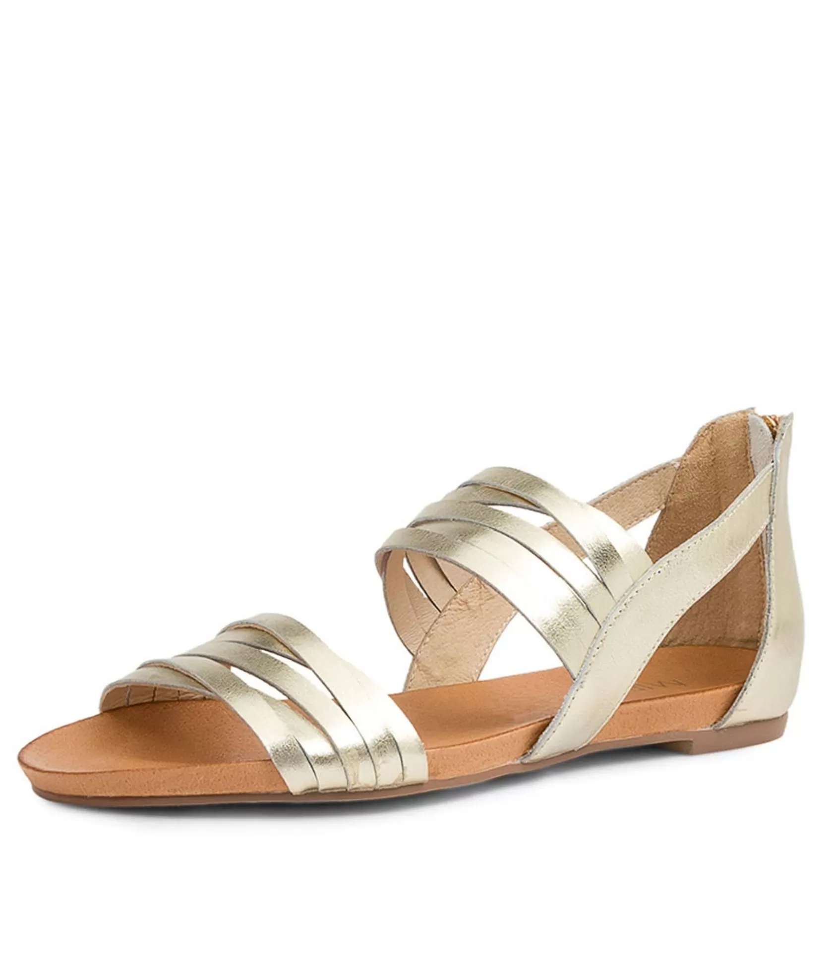 Best Sale Jewel Pale Gold Leather Women Flats