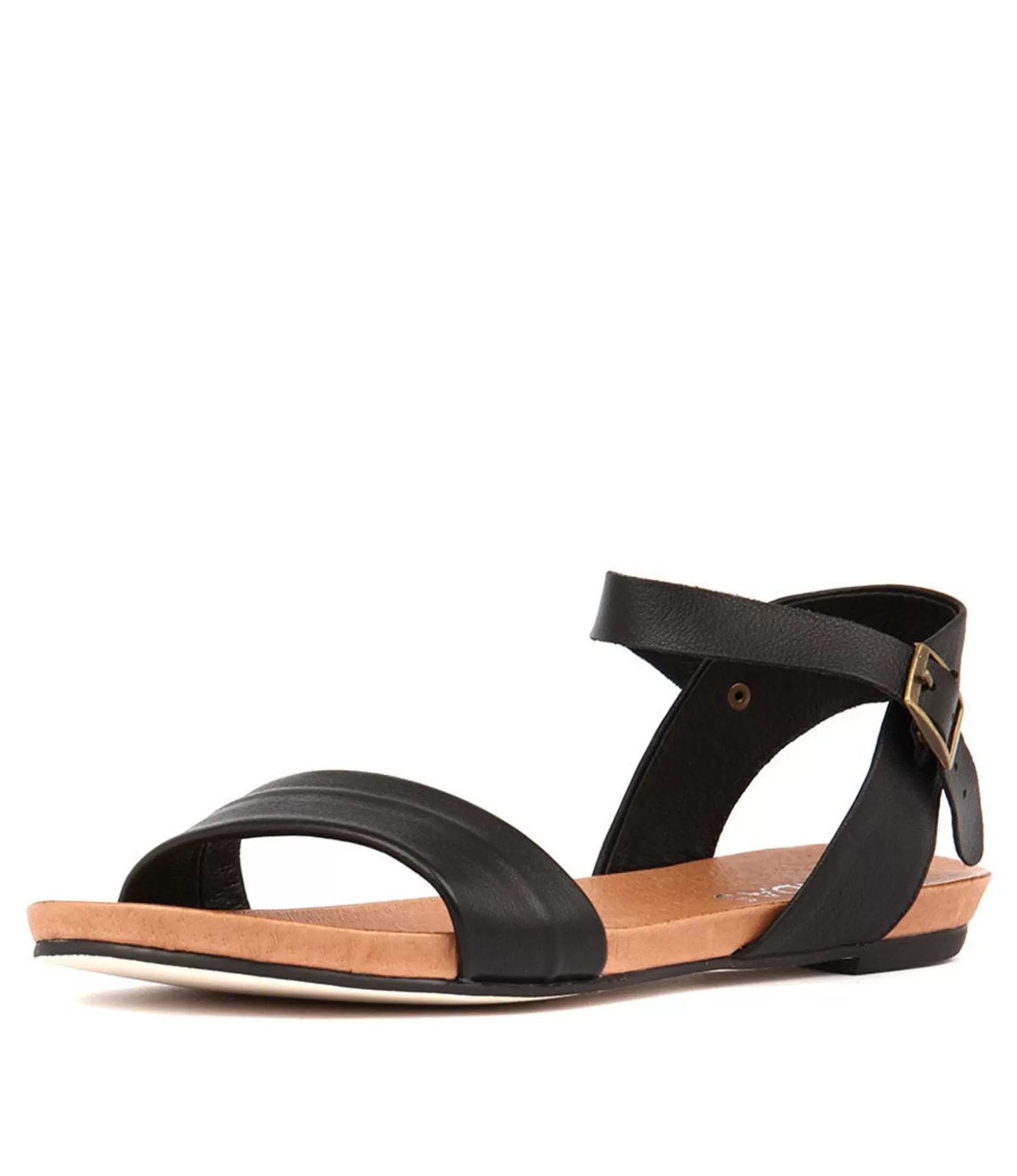 Store Jimbara Black Leather Women Flats
