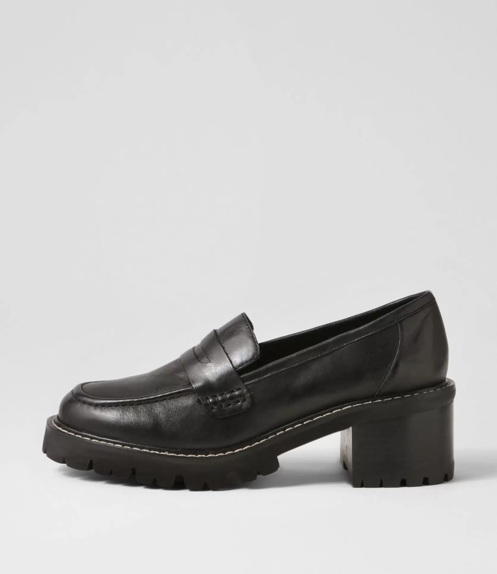 Outlet Jinner Black Leather Heels Women Loafers