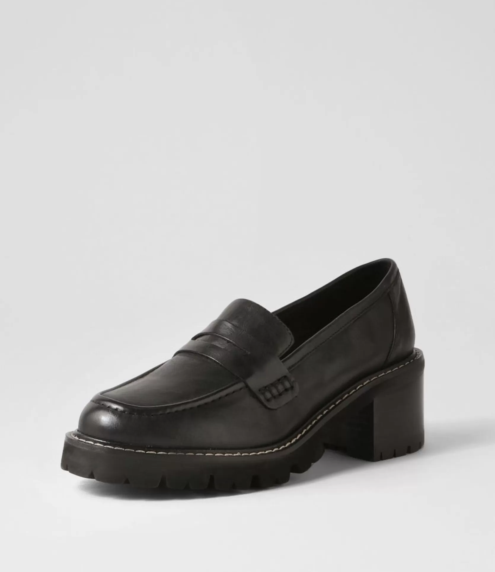 Outlet Jinner Black Leather Heels Women Loafers
