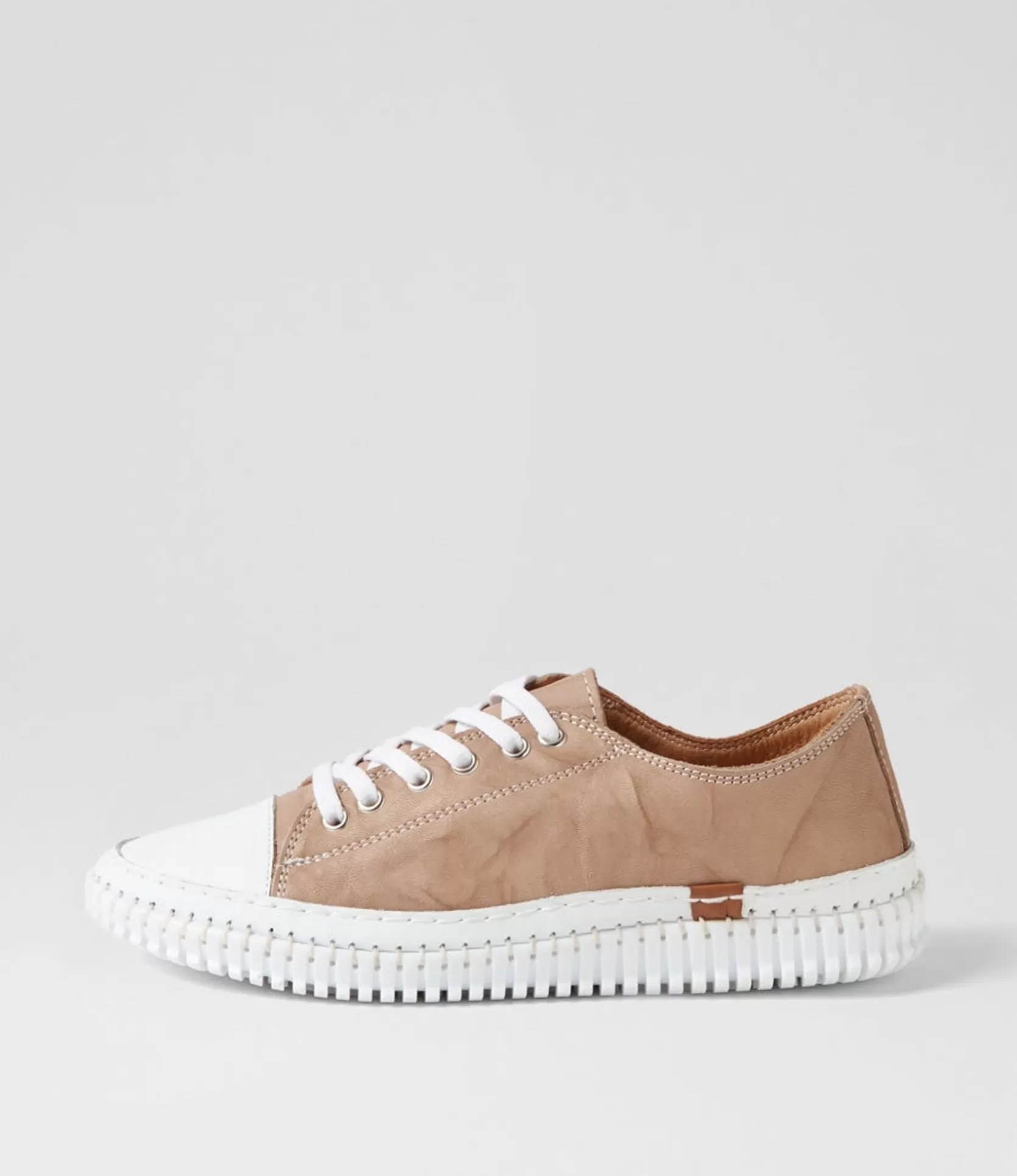 Outlet Jittery Taupe Leather Sneakers Women Sneakers