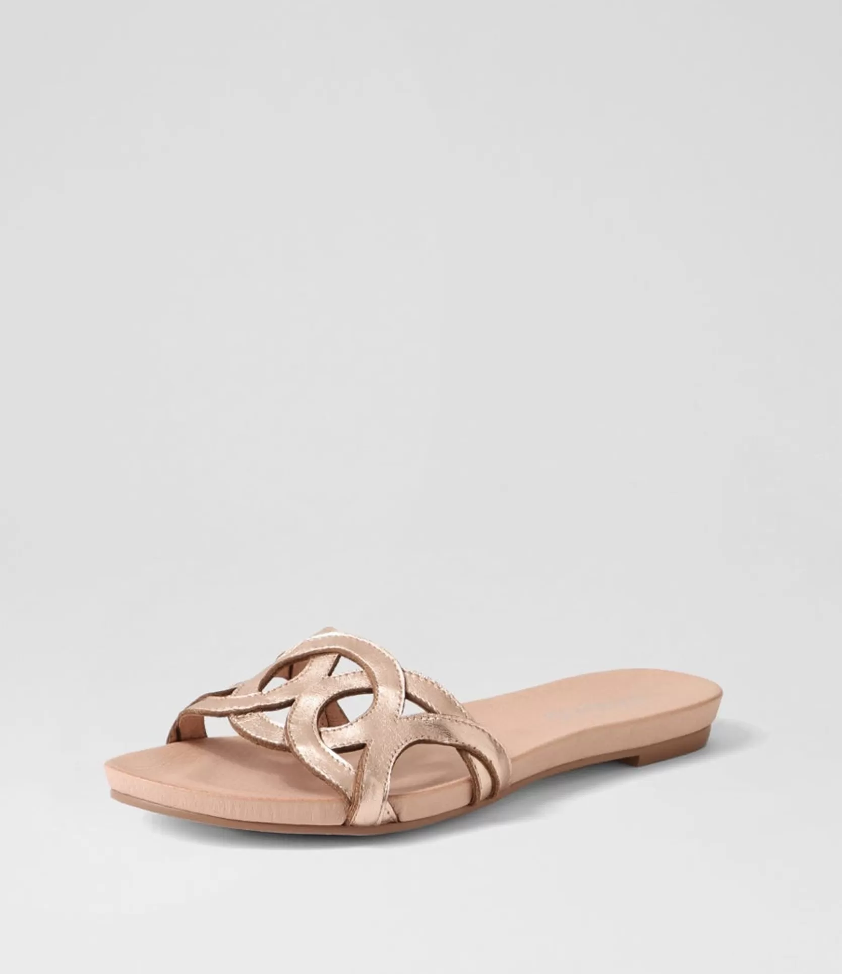 Store Jollys Pale Rose Gold Leather Slides Women Flats