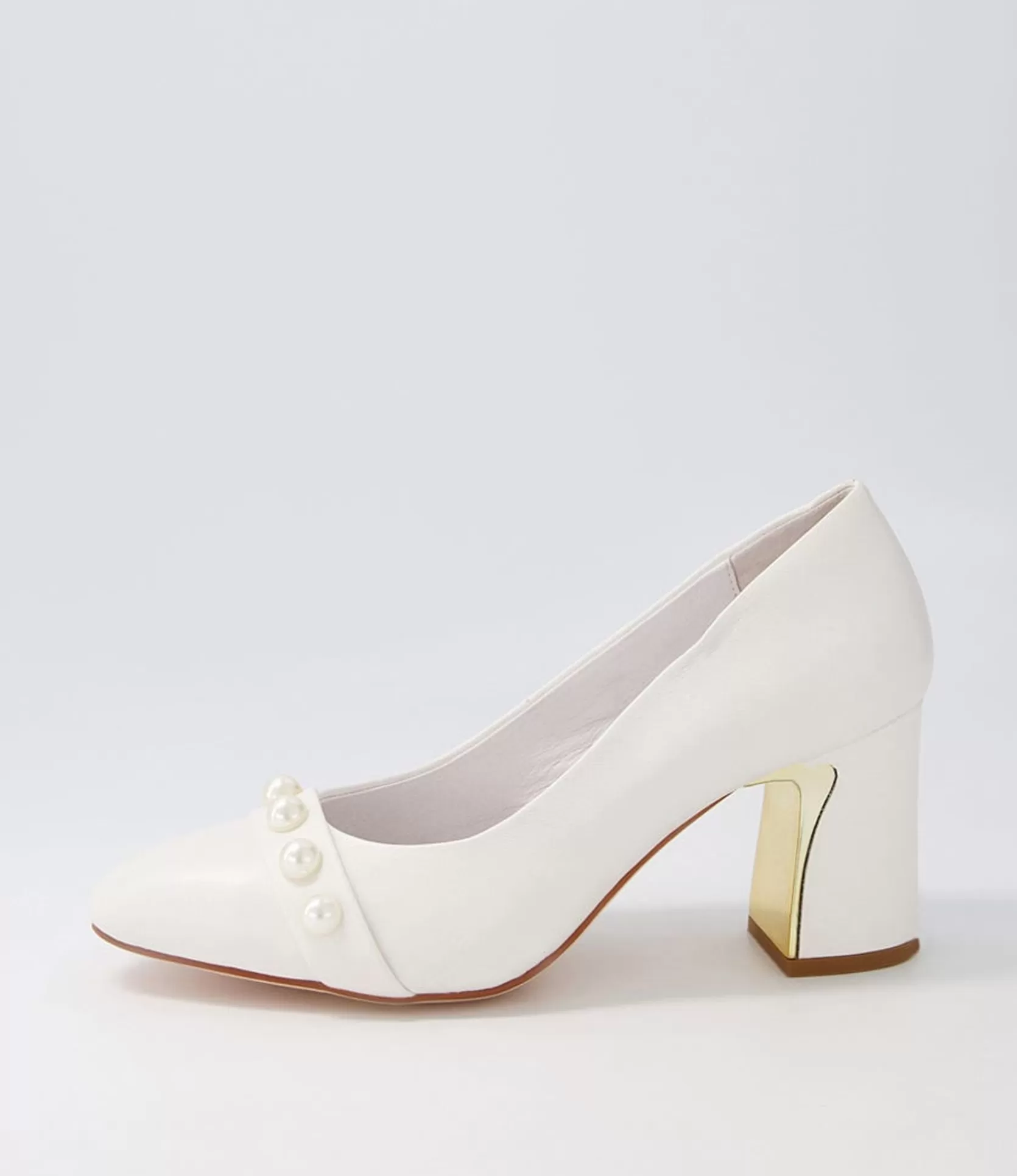 Store Keauty White Leather Heels Women Heels